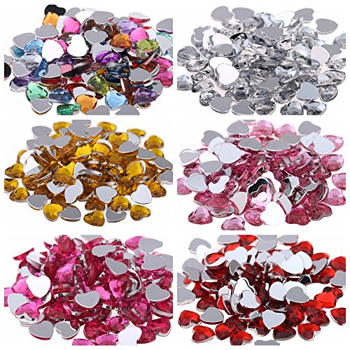 1000pcs 4mm Flat Back Acrylic Rhinestones - Heart Shape, Green, 16 Sun - DIY Jewelry Making Supplies for Crafts, Clothing, Nail Art & Home Decor