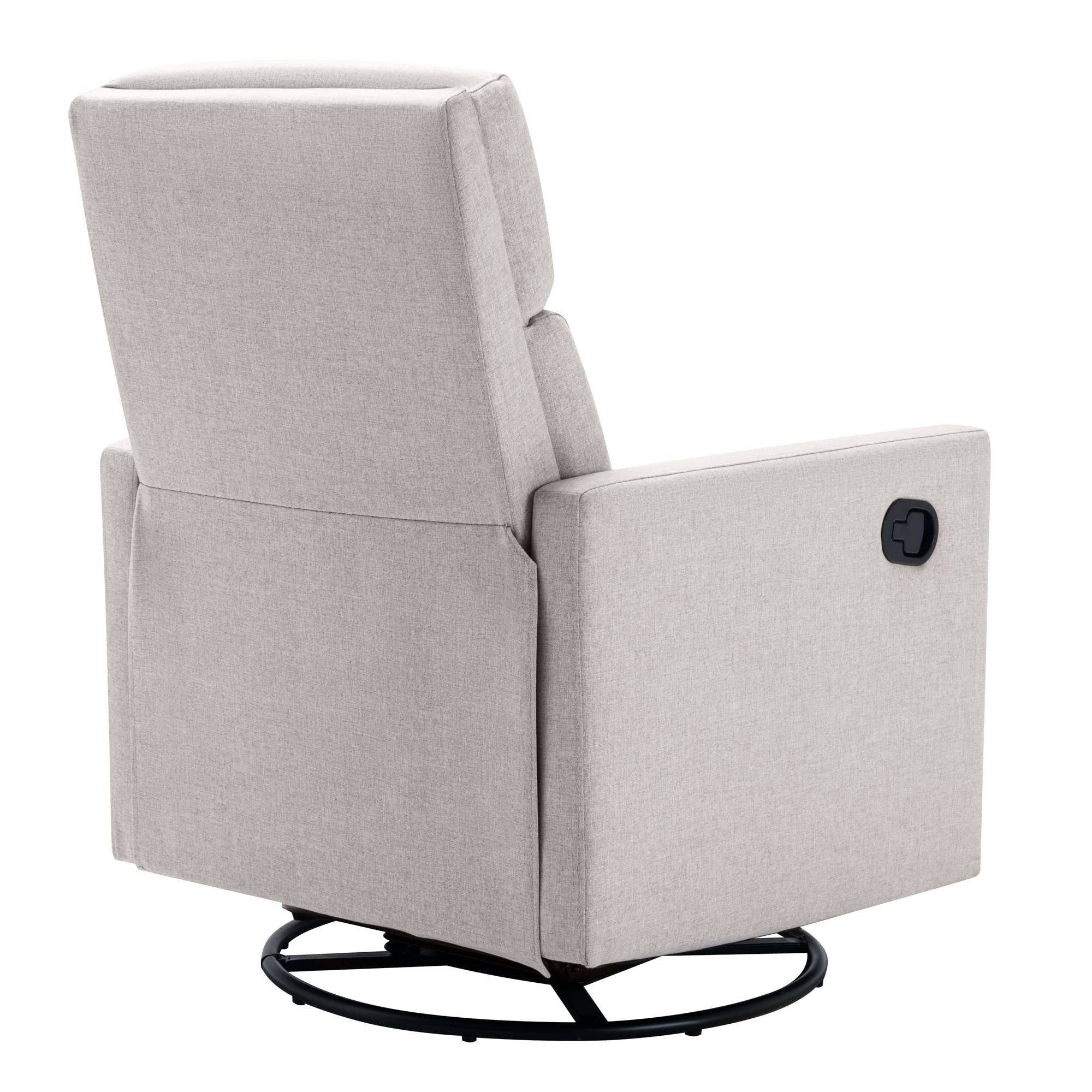 Swivel Rocking Recliner Chair for Adults - Manual Reclining Glider Sofa with High Back & Linen Upholstery in Tan | Perfect for Nursery, Living Room & Relaxation
