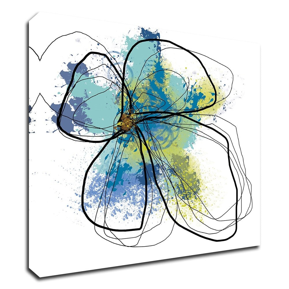 Azure Petals I by Jan Weiss - Premium Canvas Wall Art Print - Ready to Hang - Modern Home & Office Decor - Perfect for Living Room, Bedroom or Gift