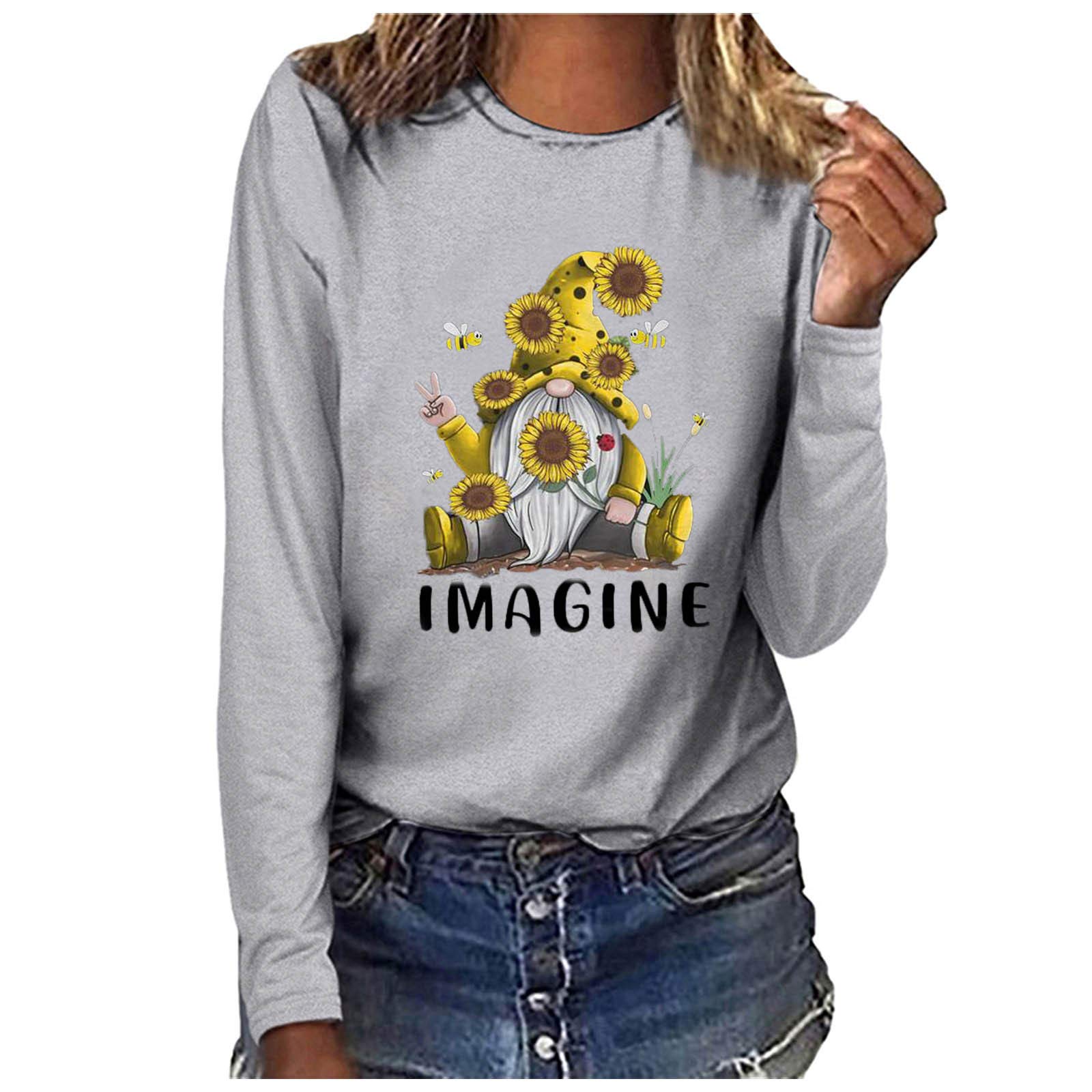 UYTOGOFE Women's Long Sleeve Printed Blouse - Valentine's Day Pullover Sweatshirt Top in White | Perfect for Casual Wear, Office Outfits & Date Nights