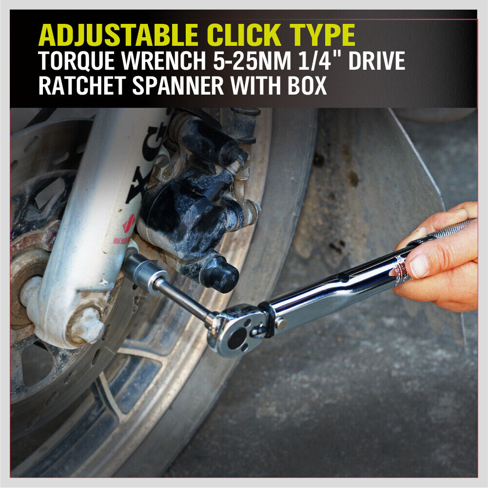 1/4 Drive Click Torque Wrench 5-25NM Adjustable Ratchet Spanner - Precision Hand Tool for Automotive Repair, Bicycle Maintenance & DIY Projects