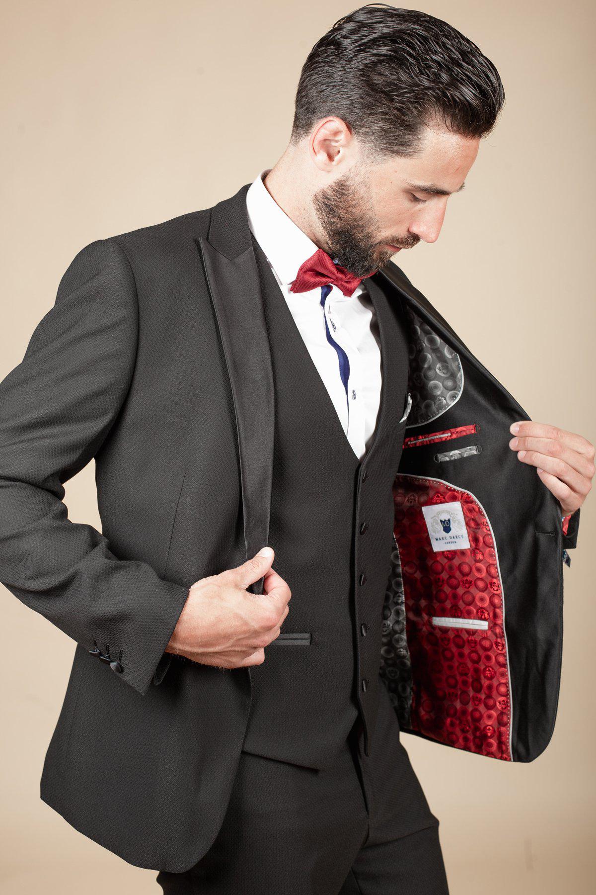 Everton FC Jarrad Branthwaite DALTON Black Tuxedo Suit with Diamond Lapel Pin - Perfect for Weddings, Prom & Formal Events
