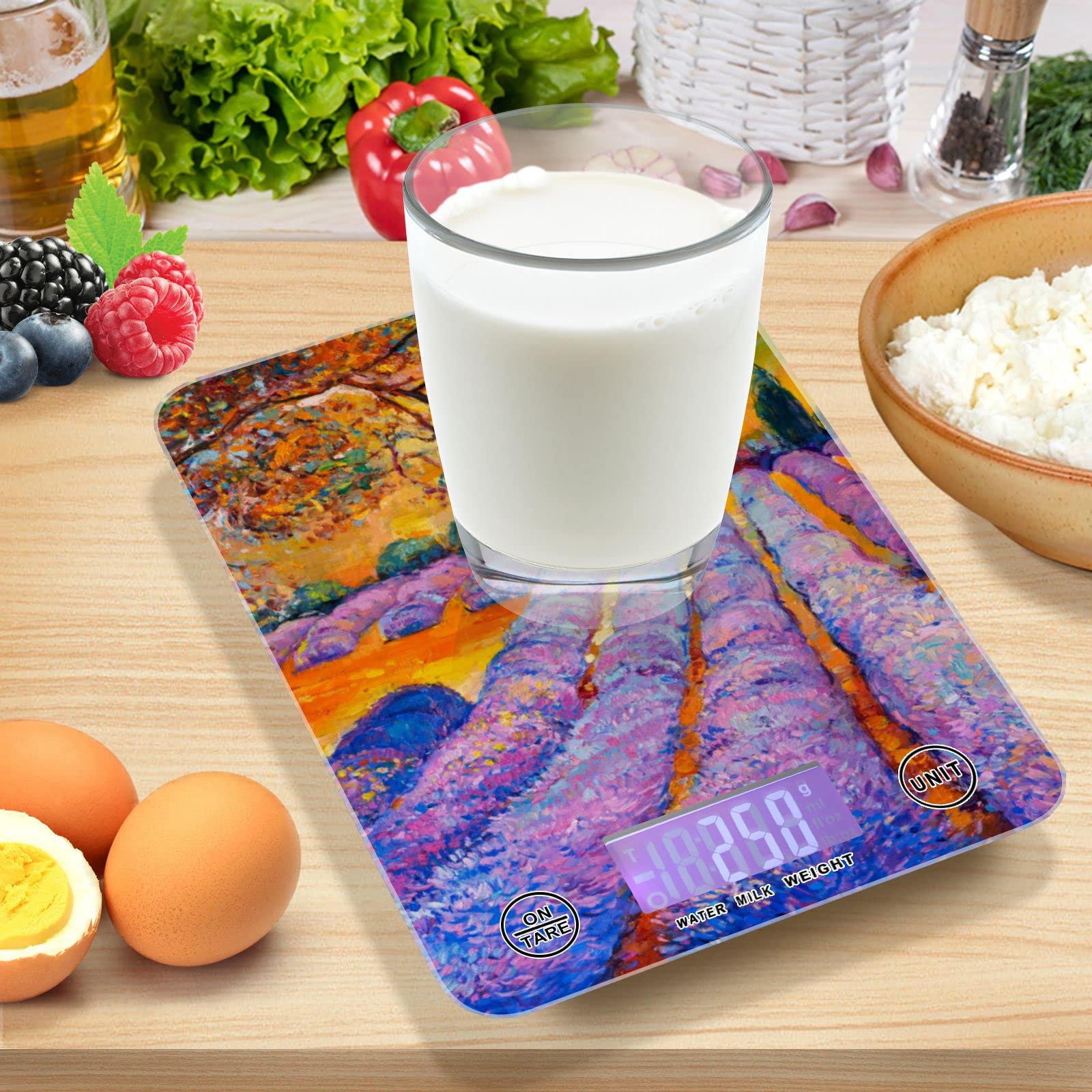 Lavender Digital Kitchen Scale - Waterproof Food Scale in oz/g for Cooking & Baking