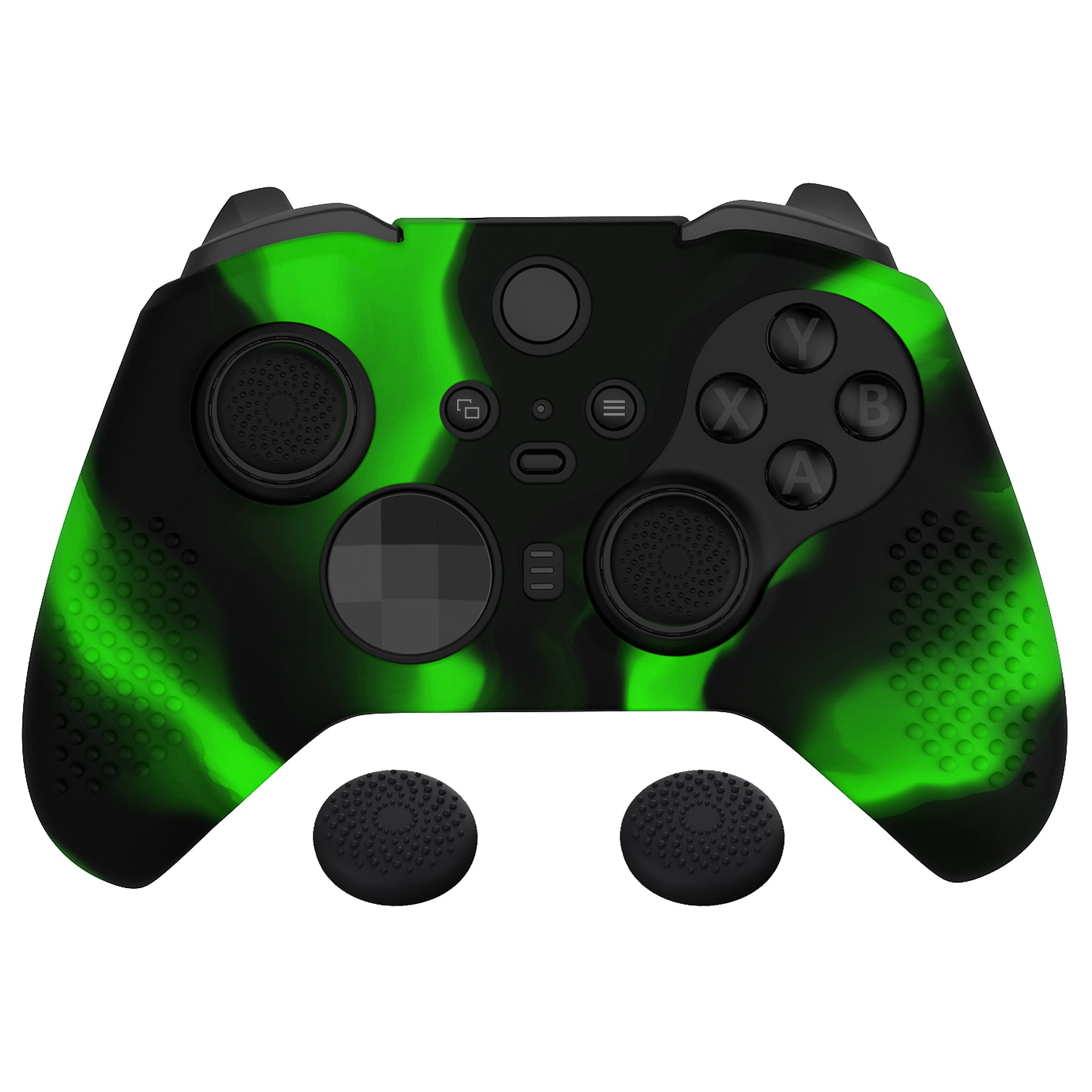 eXtremeRate Anti-Slip Silicone Controller Cover for Xbox One Elite Series 2 (Model 1797 & Core) - Green & Black Grip Case with Thumb Grips | Enhanced Gaming Comfort & Protection | Perfect for Long Gaming Sessions & Competitive Play