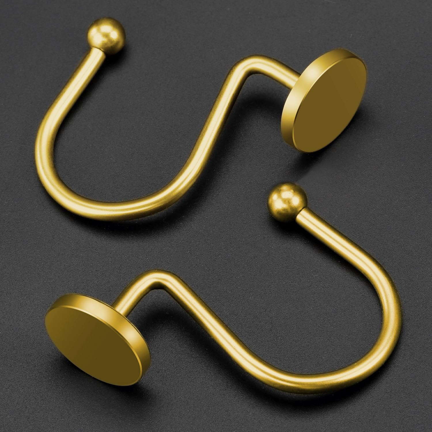 ZESLMG 12-Pack Gold Shower Curtain Hooks - Rustproof Metal Round Decorative Rings for Bathroom Shower Rods & Curtains | Heavy Duty Solid Hooks for Elegant Bathroom Decor & Daily Use