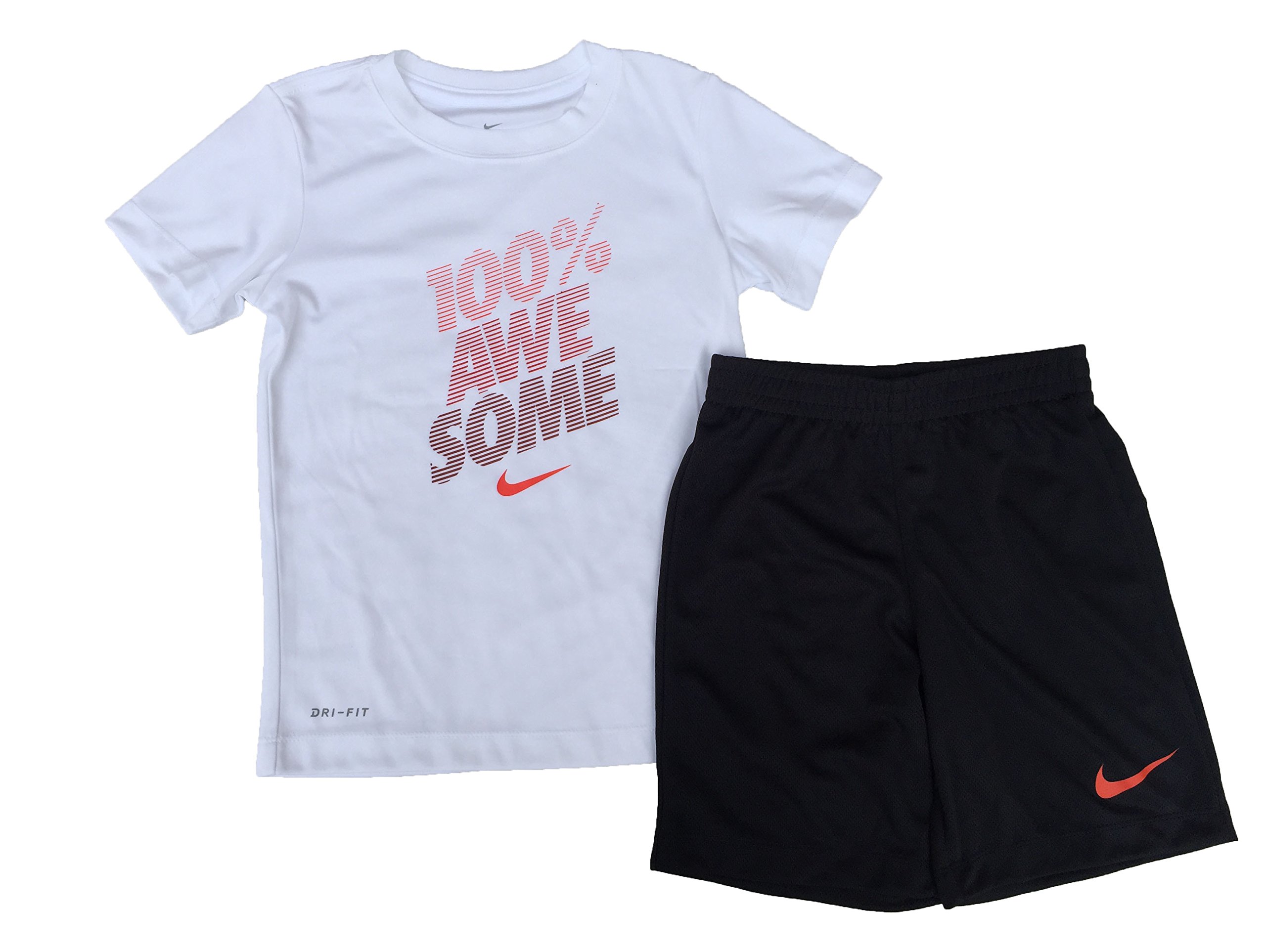 Nike Toddler Boys 2-Piece Athletic Shirt and Shorts Set - Black, Size 6 | Breathable Cotton Playwear for Active Kids | Perfect for Playdates, Daycare & Outdoor Activities