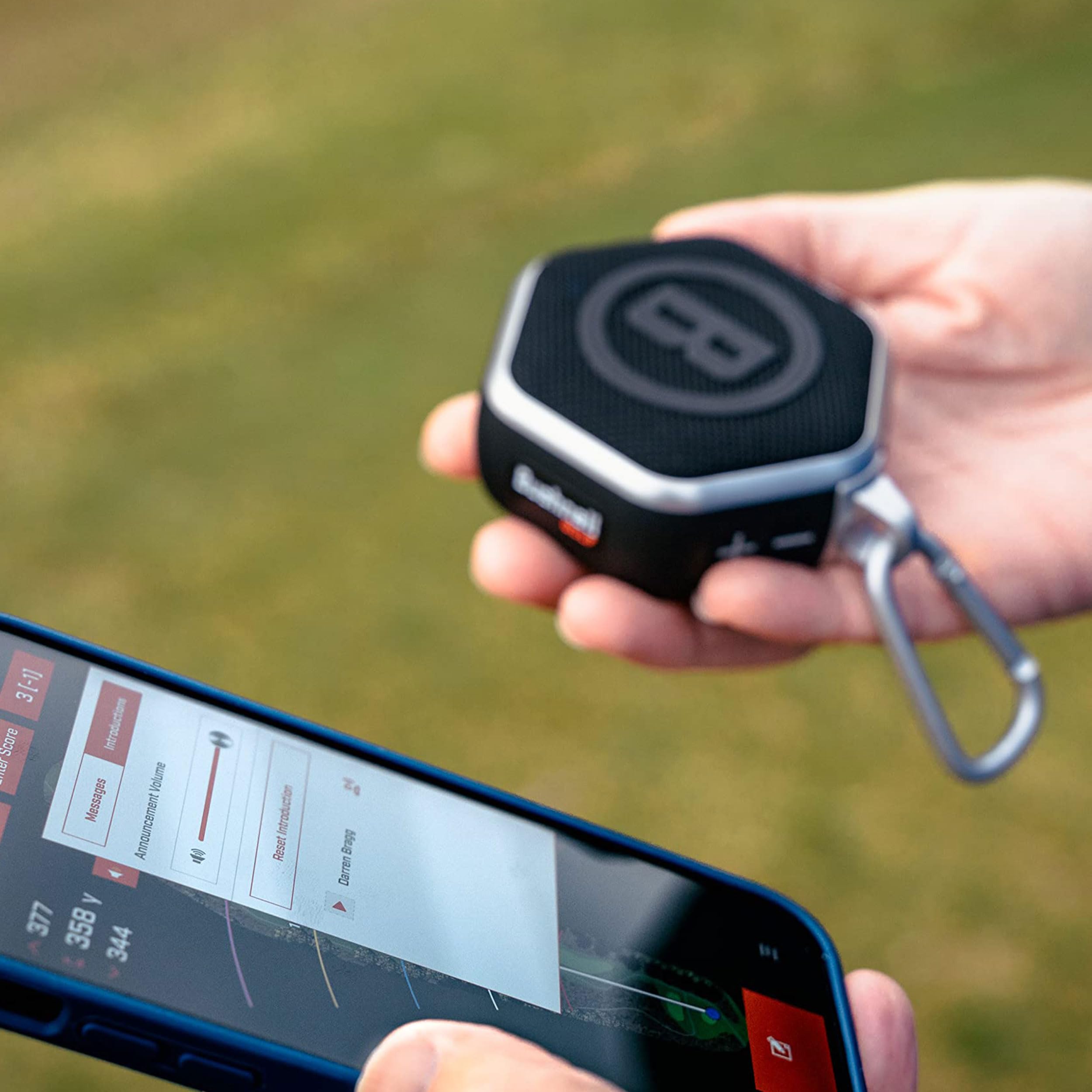 Bushnell Wingman Mini Magnetic GPS Golf Speaker with Portable Charger - Bluetooth Speaker for Golf Cart, 36,000+ Courses, Music & Distance Tracking - Perfect for Golfers & Outdoor Activities (Silver/Black)