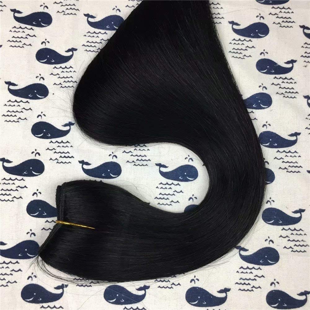 18 Inches 80 Grams Halo Couture Human Hair Extensions - Jet Black #1 Straight Remy Hair with Wire Flip - Perfect for Daily Wear, Weddings & Special Occasions