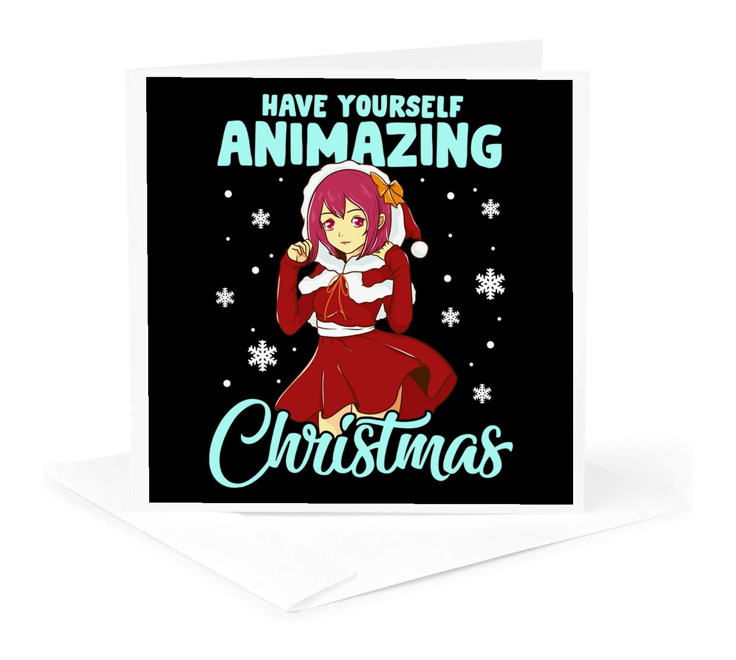 3D Rose Anime Manga Christmas Greeting Cards - 6 Pack Holiday Comic Cards for Anime Lovers - Perfect for Christmas Gifts, Party Invitations & Holiday Greetings