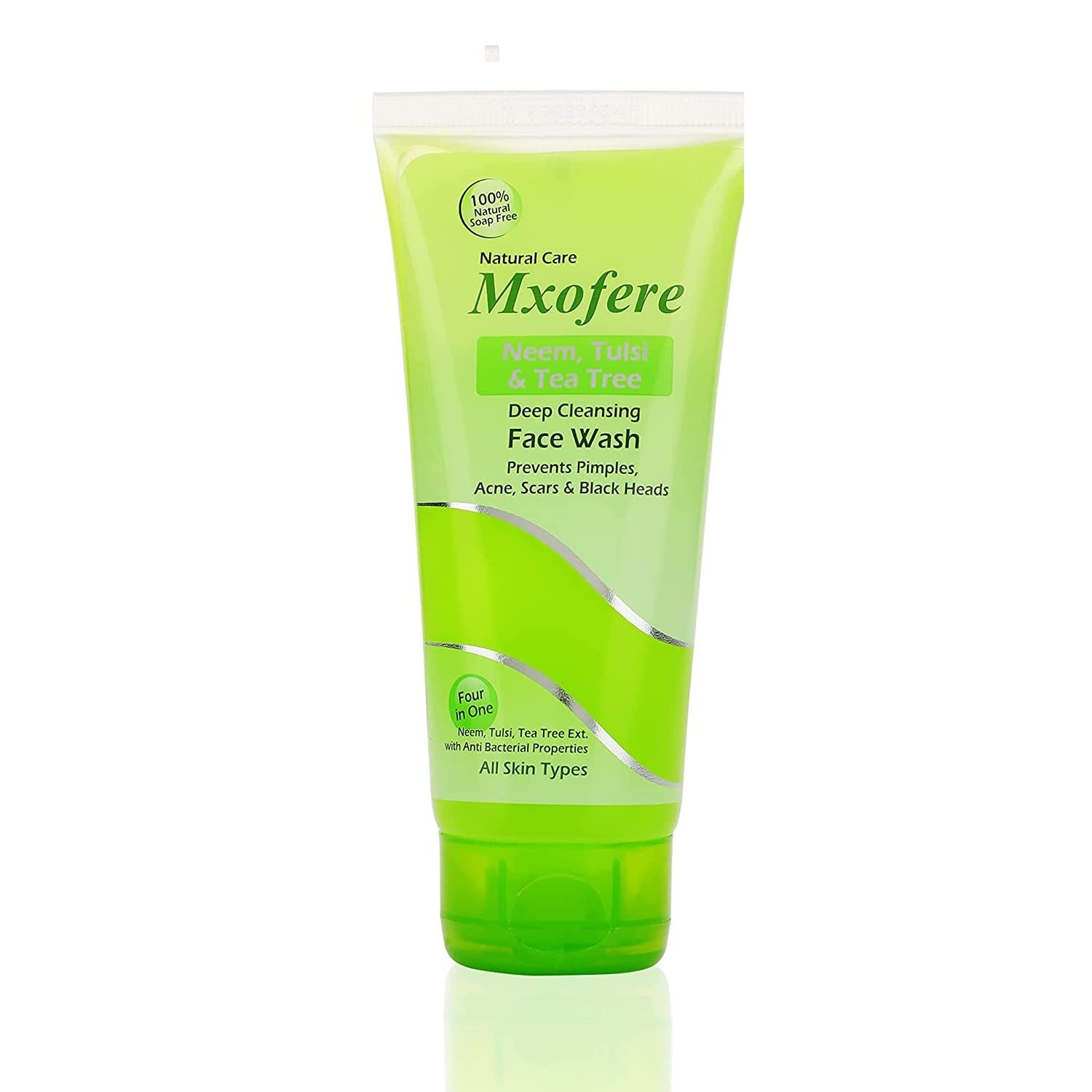 Natural Neem, Tulsi & Tea Tree Deep Cleansing Face Wash for Acne, Pimples & Blackheads - Soap-Free Formula (100ml) - Perfect for Daily Skincare & Preventing Acne Scars