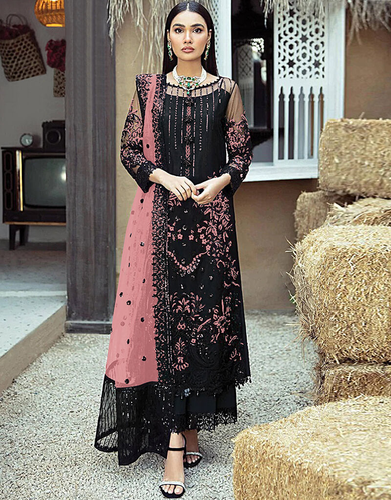 Elegant Black Faux Georgette Palazzo Salwar Suit for Women | Indian Ethnic Wear | Party & Wedding Outfit | Perfect for Festivals & Special Occasions