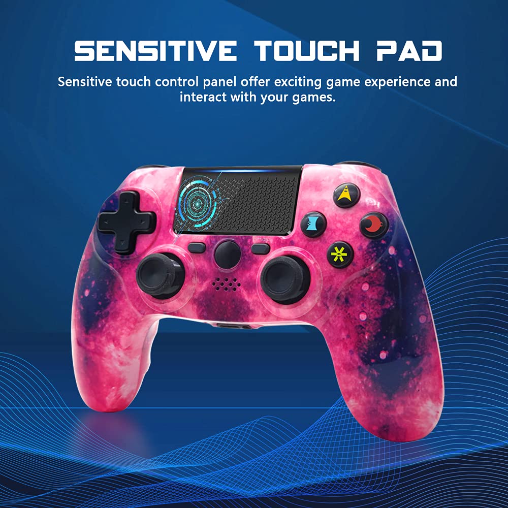 Wireless Controller for PS4, PlayStation 4 Gamepad with Dual Shock, 6-Axis Motion Sensor, Touch Pad, Built-in Speaker & Stereo Headphone Jack - Compatible with PS4/Pro/Slim - Perfect for Gaming, Streaming & Multiplayer Sessions
