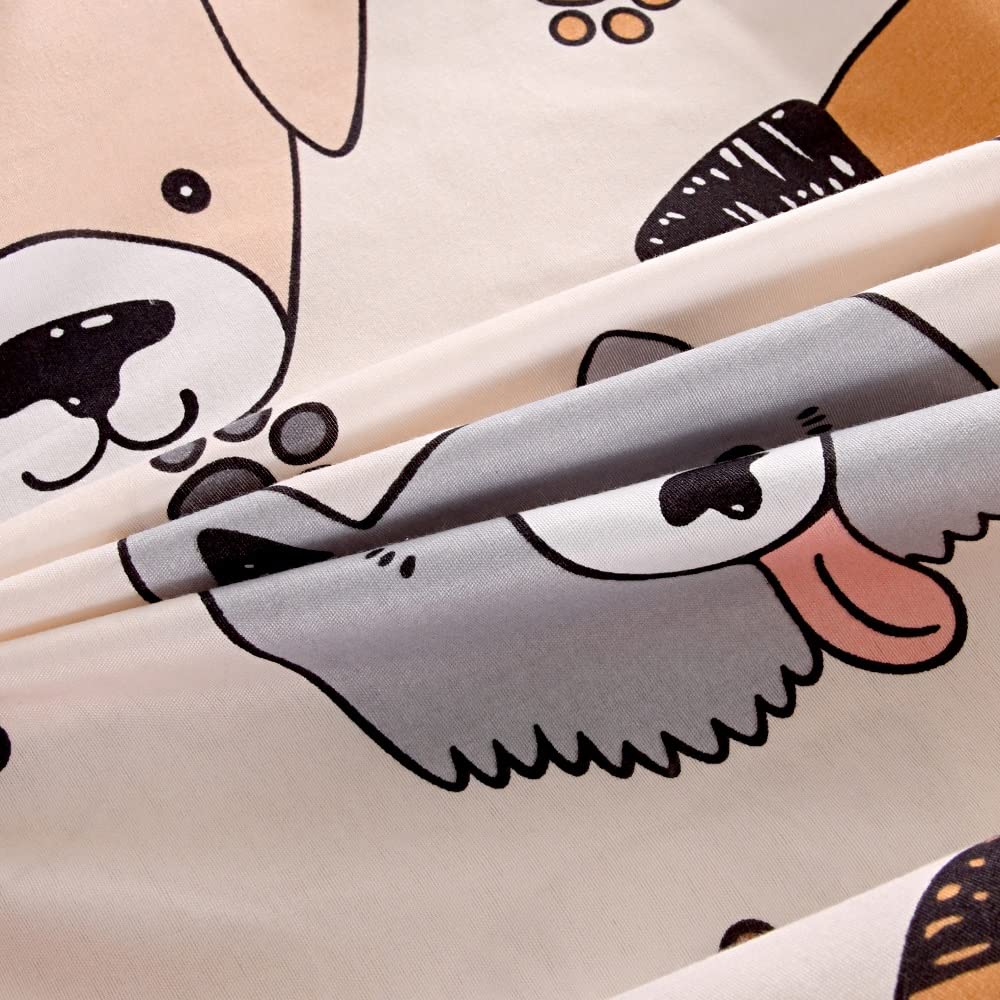3-Piece Soft Dog Print Bed Sheet Set - Twin Size Fitted & Flat Sheets with Cute Puppy Design for Kids, Teens, Boys & Girls - Perfect for Kids' Bedrooms, Dorm Rooms & Sleepovers