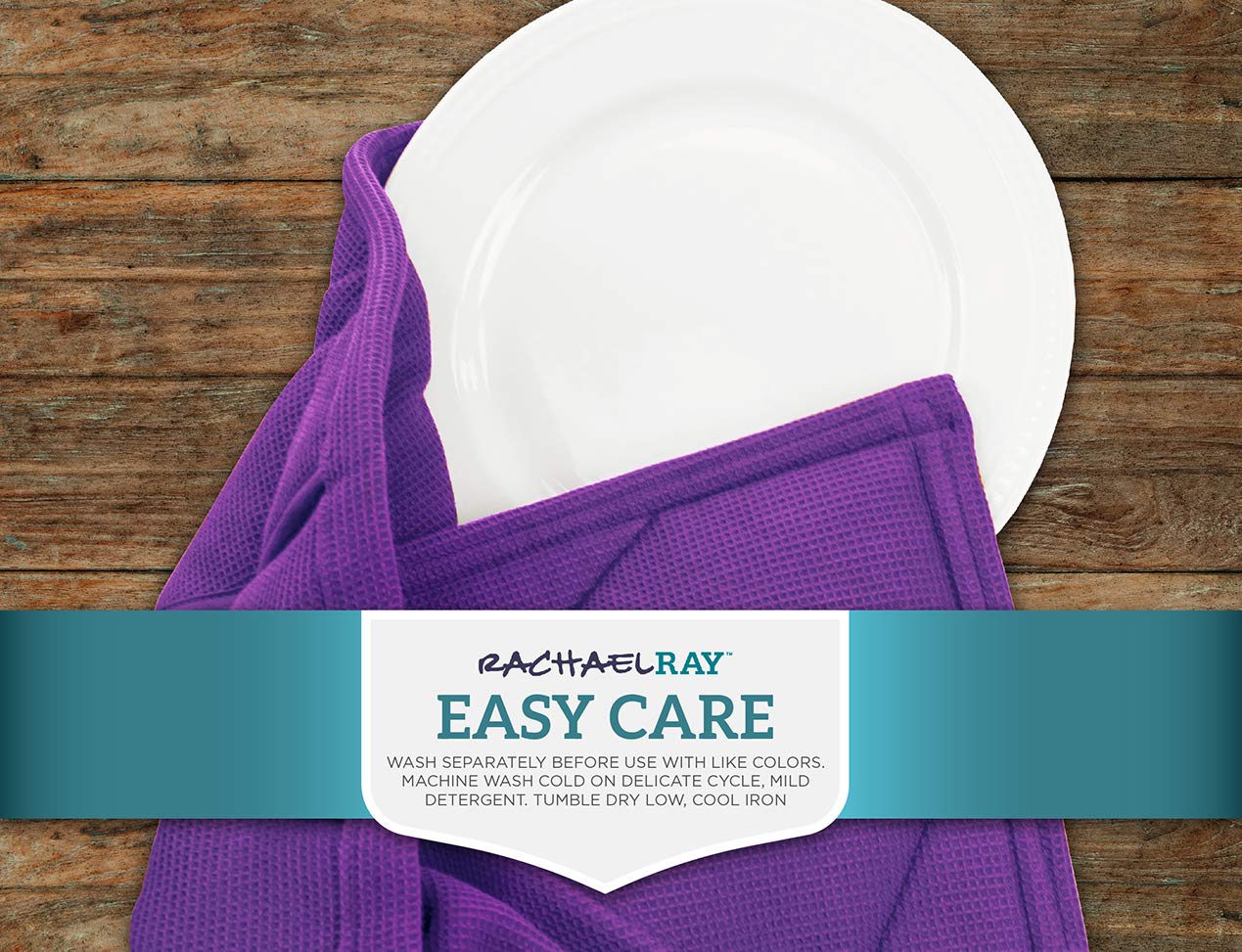 Rachael Ray 2-in-1 Kitchen Towel and Pot Holder Set of 2 - Heat Resistant Pockets for Hot Pans, Absorbent Dish Towels for Drying Dishes & Hands - Lavender - Perfect for Cooking, Baking & Kitchen Cleaning