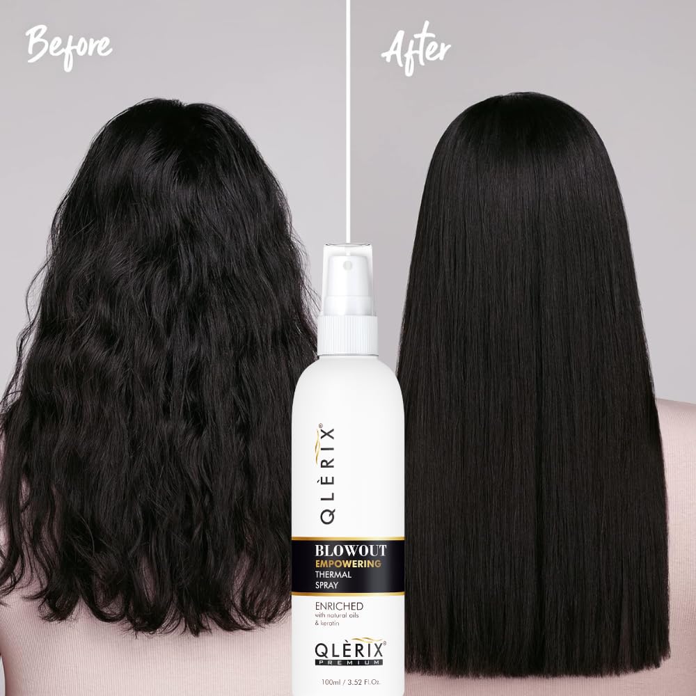 QLERIX Premium Heat Protectant Hair Spray with Keratin & Argan Oil - Sulfate & Paraben Free Blowout & Straightening Styling Spray for Men & Women (100ml) - Perfect for Salon Styling, Daily Hair Care & Heat Tool Protection