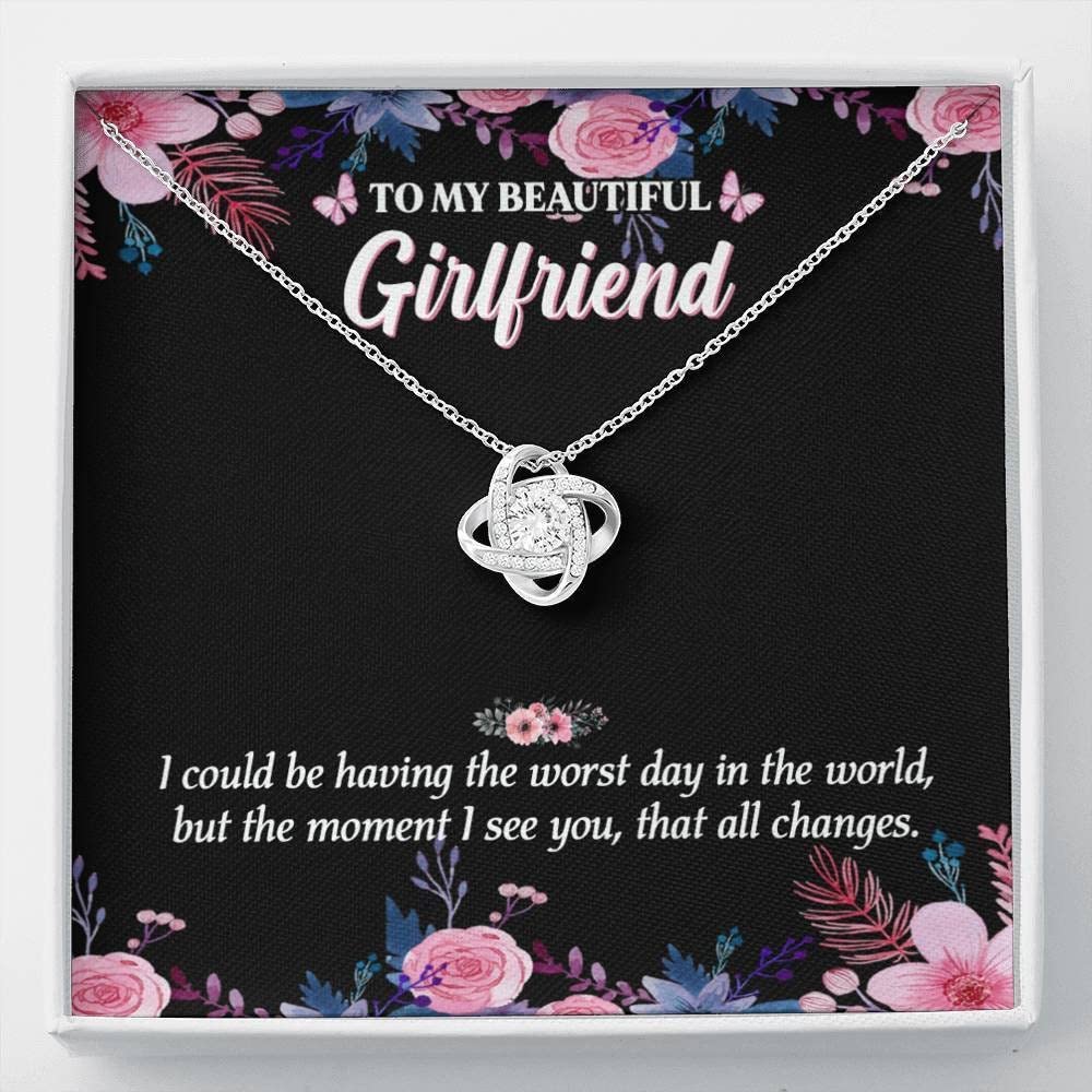 Love Knot Necklace for Girlfriend - Romantic Jewelry Gift from Boyfriend, Unique Birthday Present for Her - Perfect for Anniversaries, Valentine's Day & Special Occasions