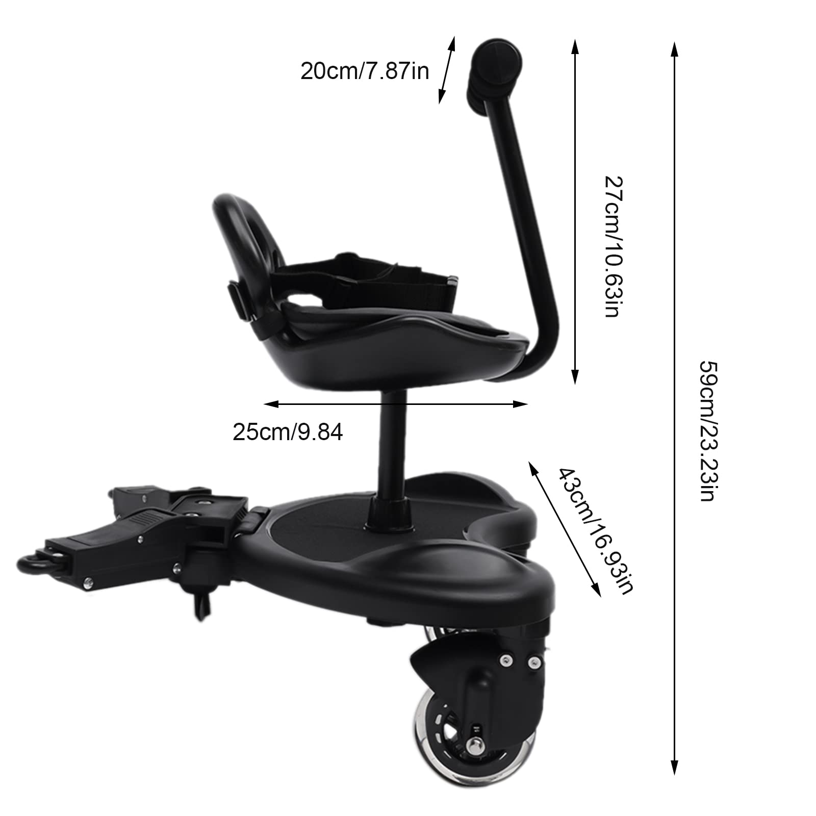 Universal 2-in-1 Stroller Board with Detachable Seat - Standing Ride-On Board for Toddlers (Up to 44lbs) - Perfect for Shopping, Travel & Everyday Use with Kids