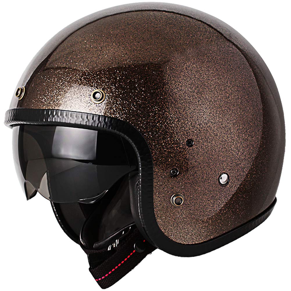 DOT Approved Open Face Motorcycle Helmet - 3/4 Half Helmet for Moped, ATV, Cruiser & Scooter Riders with Extra Visor Shield - Perfect for Urban Commuting & Recreational Riding
