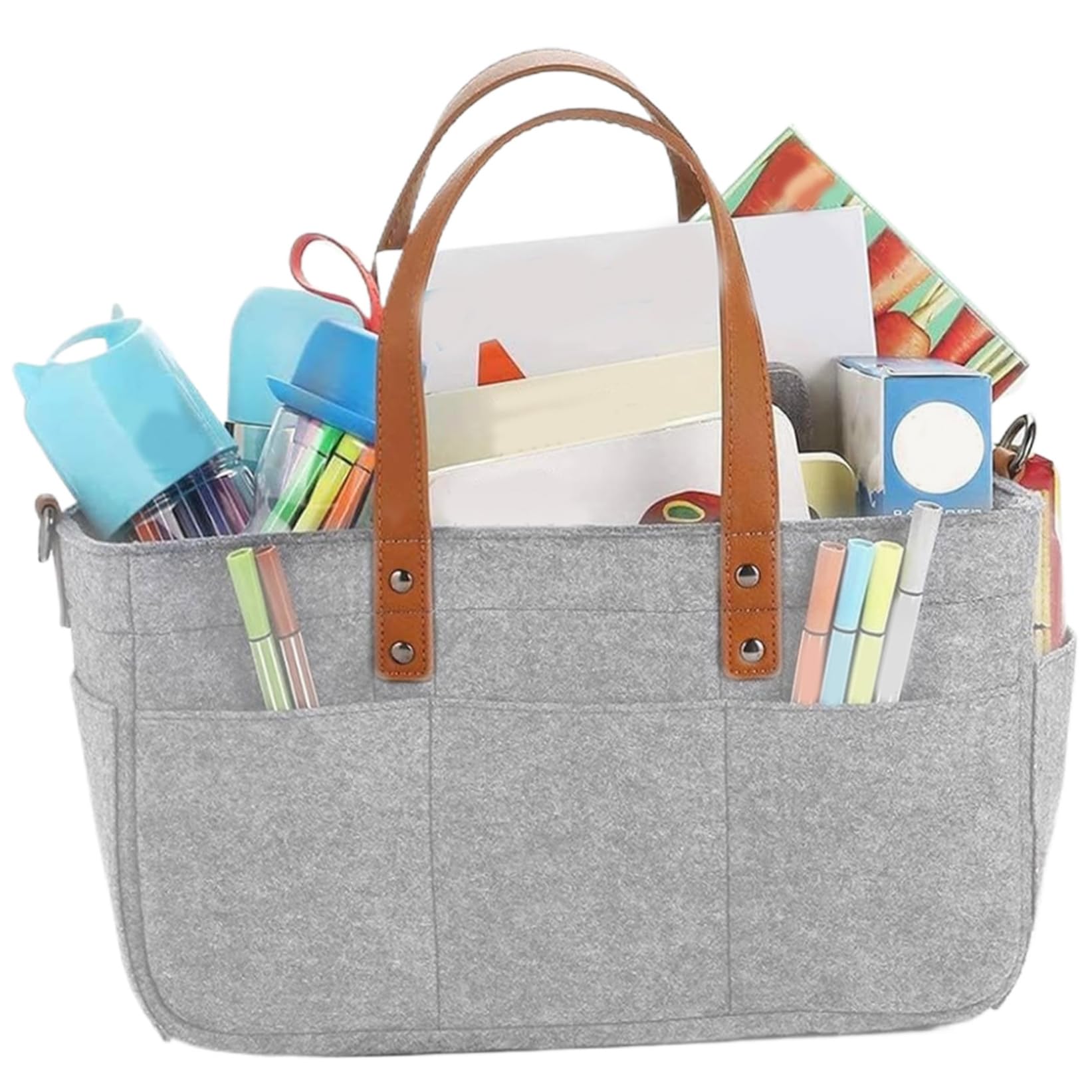 Portable Baby Diaper Caddy Organizer - Foldable Nursery Storage Bag for Diapers, Wipes & Baby Essentials - Grey Felt Changing Table Organizer - Perfect for Nursery, Travel & On-the-Go Parents