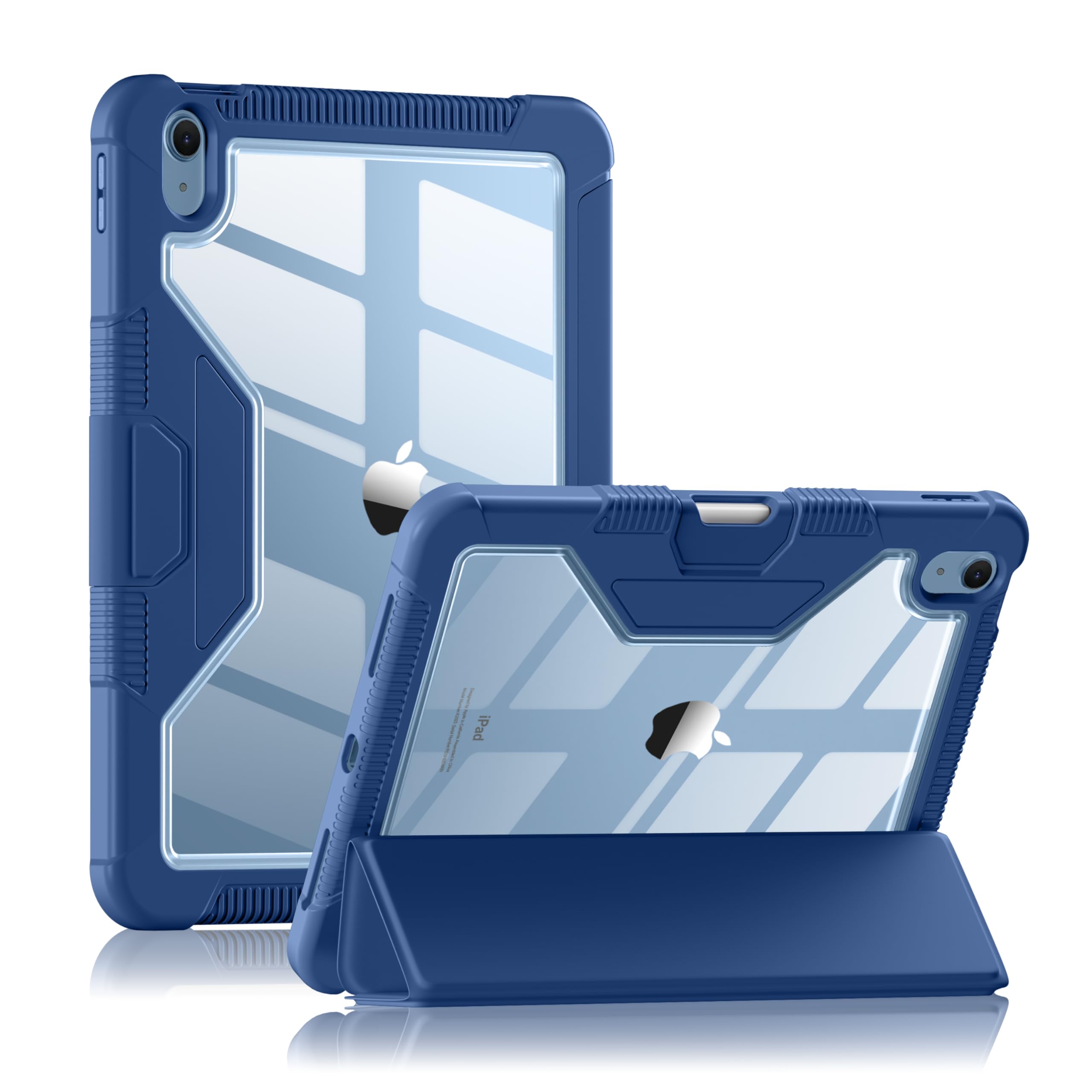 Mastten iPad Pro 11 Inch Case (11th/10th Generation 2025/2022) - Clear Back Protective Cover with Trifold Stand, Apple Pencil Holder & Auto Sleep/Wake Function - Seablue | Perfect for Work, School & Travel Protection