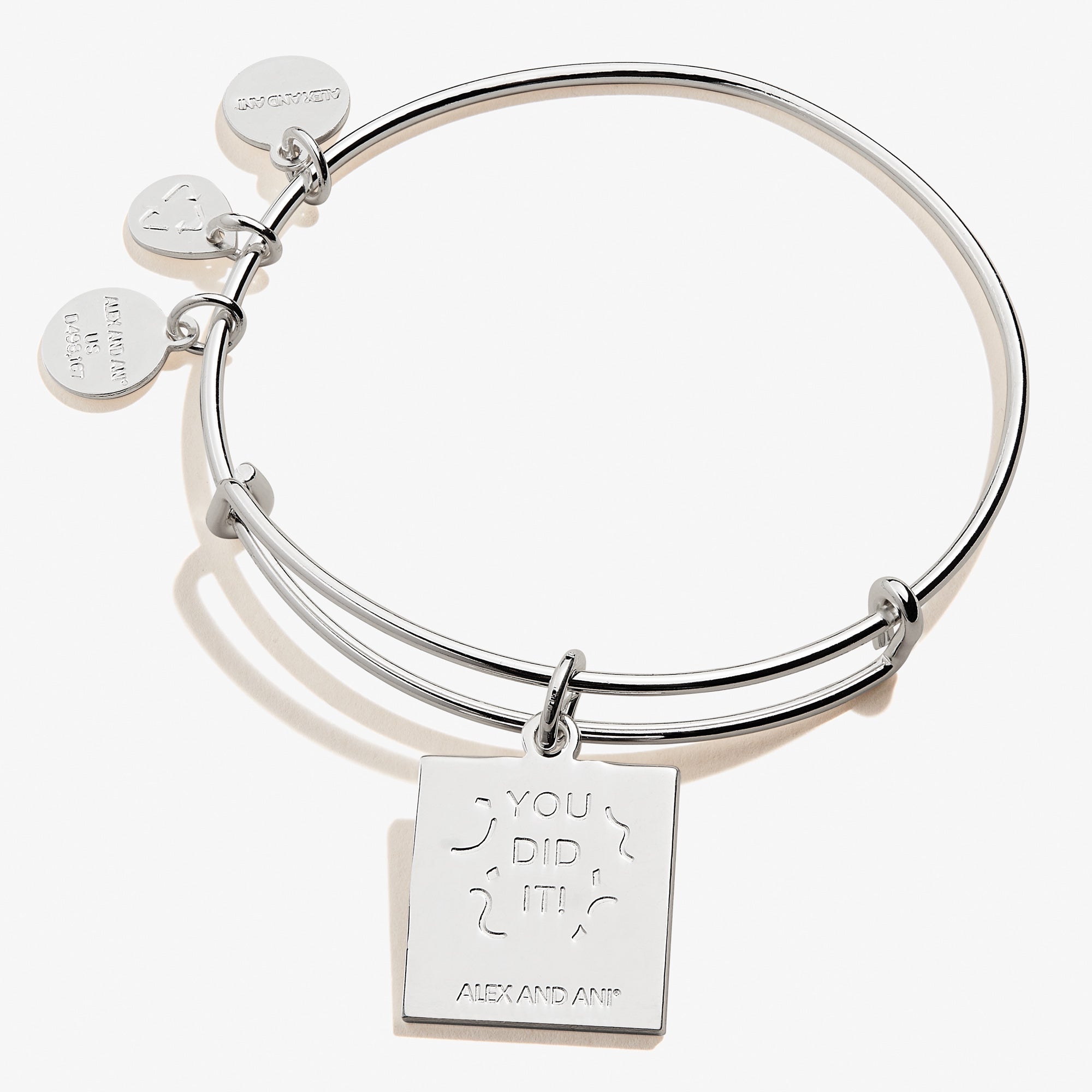 Elegant 'Congrats!' Charm Bangle - Sterling Silver Engraved Bracelet for Women - Perfect for Graduation, Promotion & Achievement Gifts