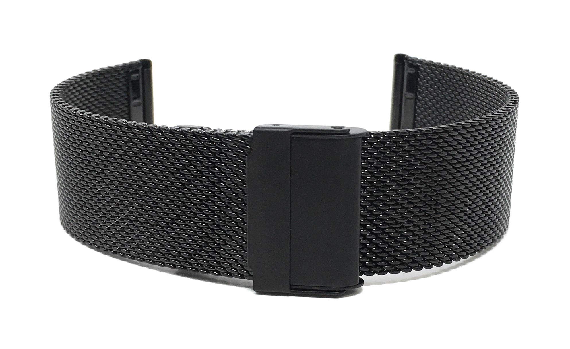 Stainless Steel Mesh Watch Band for Men & Women - 20mm Adjustable Metal Watch Strap with Fold Over Clasp - Black Fine Mesh Replacement Band for Smartwatches & Dress Watches (Perfect for Business, Formal & Casual Wear)