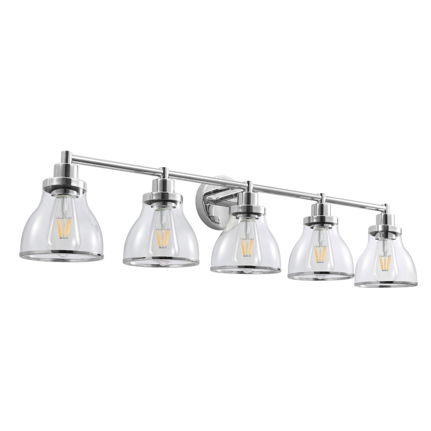 Stylish Hermosa Modern 5-Light Bathroom Vanity Light in Polished Nickel & Black - Perfect for Contemporary Bathrooms, Powder Rooms & Spa-Like Retreats