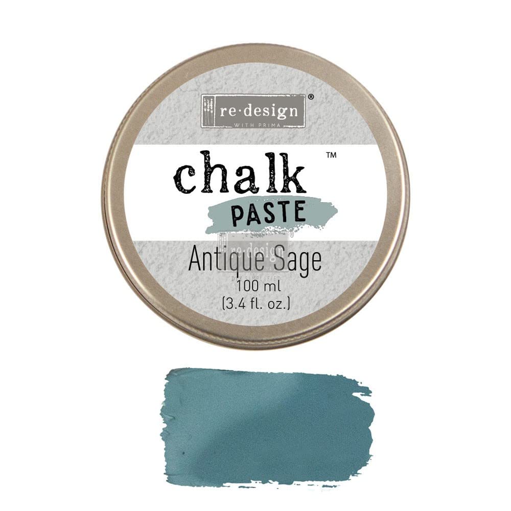 Prima Marketing Inc. REDESIGN CHALK PASTE - Antique Sage | Vintage-Style Decorative Paint for Furniture, DIY Crafts & Home Decor Projects | Perfect for Chalkboard Signs, Distressed Finishes & Upcycling Projects
