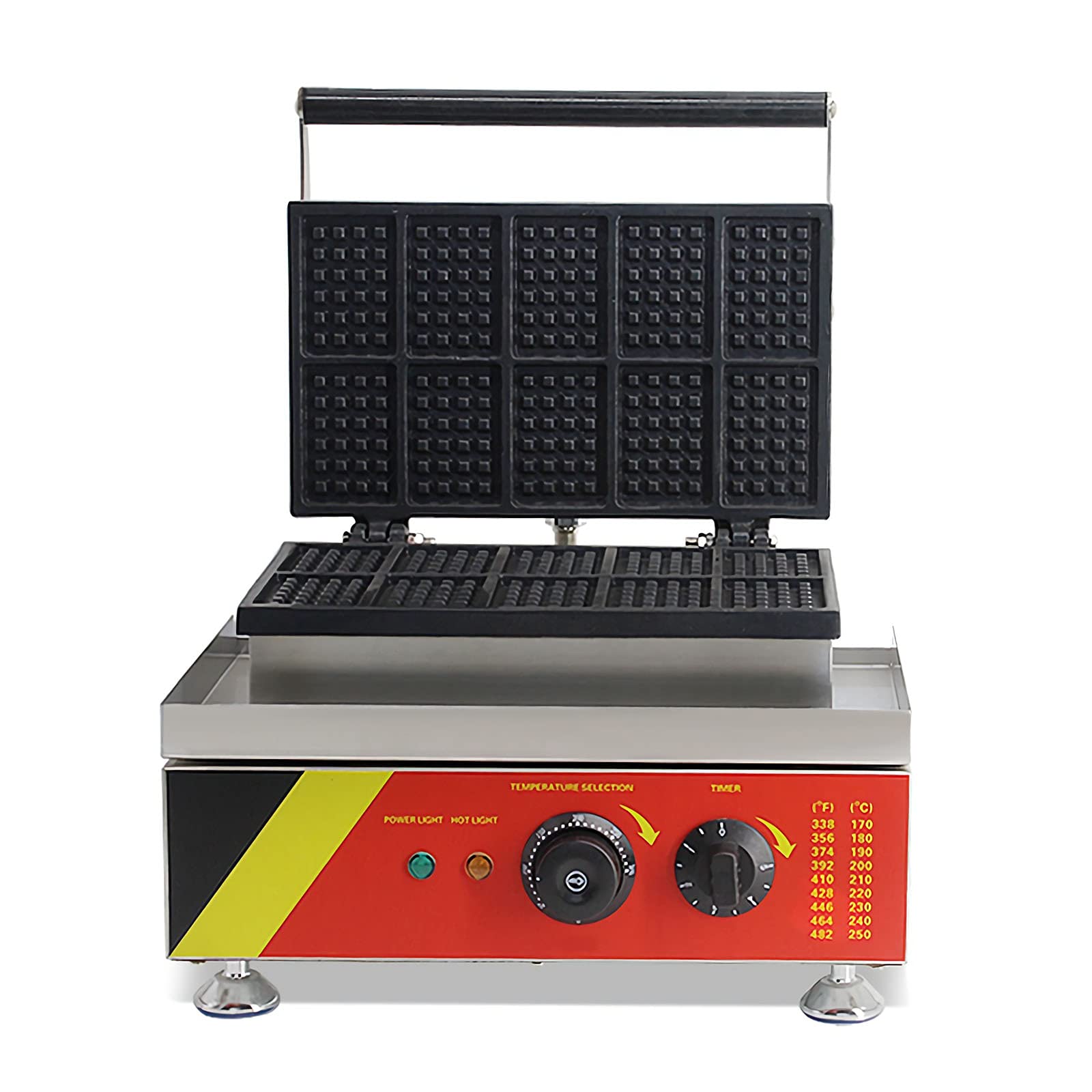 INTSUPERMAI 1500W Commercial Waffle Maker Machine - Belgian Nonstick Waffle Iron with 10 Baker Plates - 110V Electric Waffle Iron for Home, Cafe & Restaurant Use - Perfect for Breakfast, Desserts & Catering Events