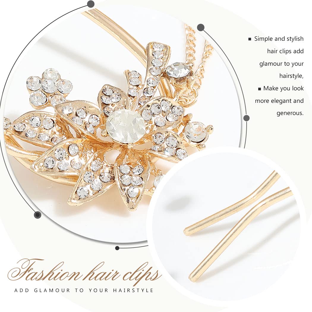 BARTOSI Crystal Hair Clips for Women - Rhinestone Hair Pins, Gold Wedding Hair Accessories for Bride, Prom, Party & Special Occasions