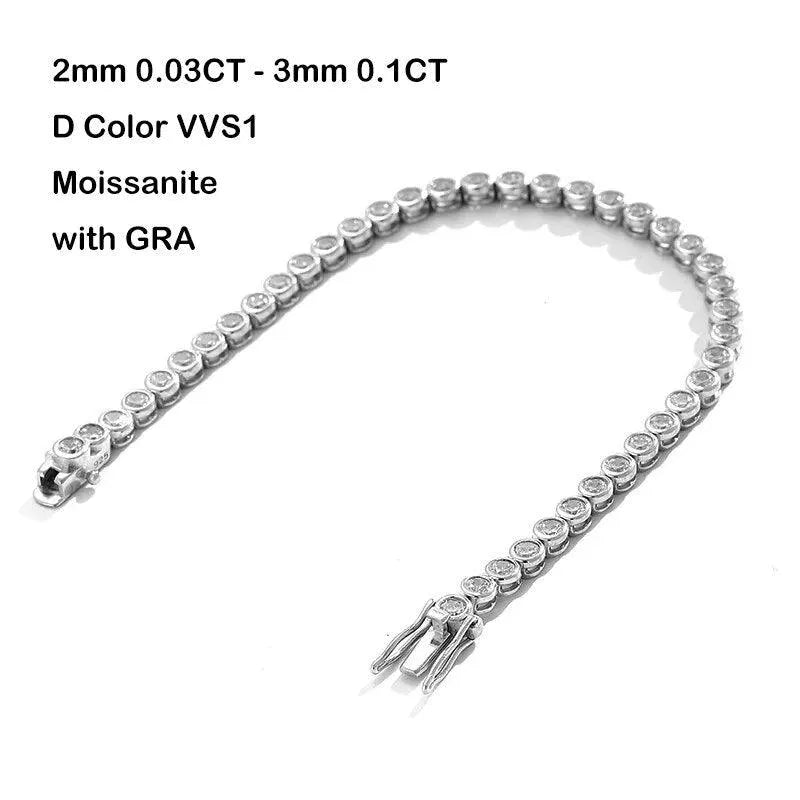 EWYA GRA Certified D Color 2-3mm Full Moissanite Tennis Bracelet for Women - 925 Sterling Silver Plated 18K Gold Bubble Diamond Link Bracelet | Elegant Jewelry Gift for Anniversary, Wedding & Special Occasions