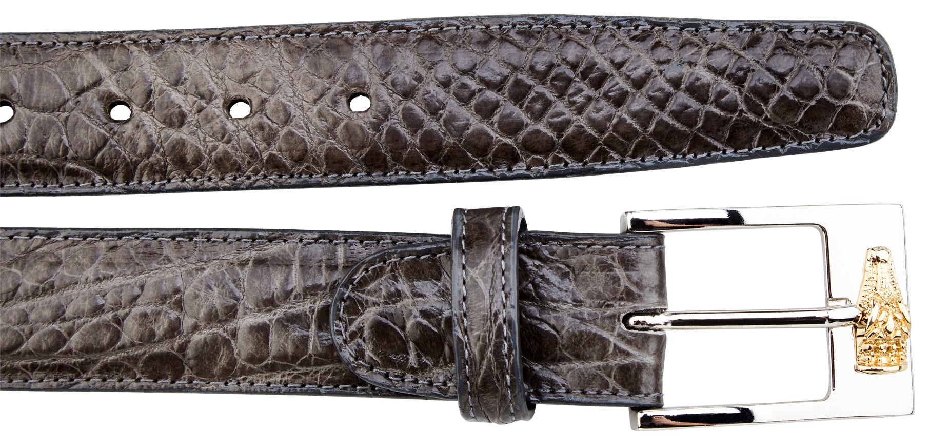 2008 Genuine Alligator Skin Belt for Men - Premium Gray Leather Strap - Perfect for Business, Casual & Formal Occasions