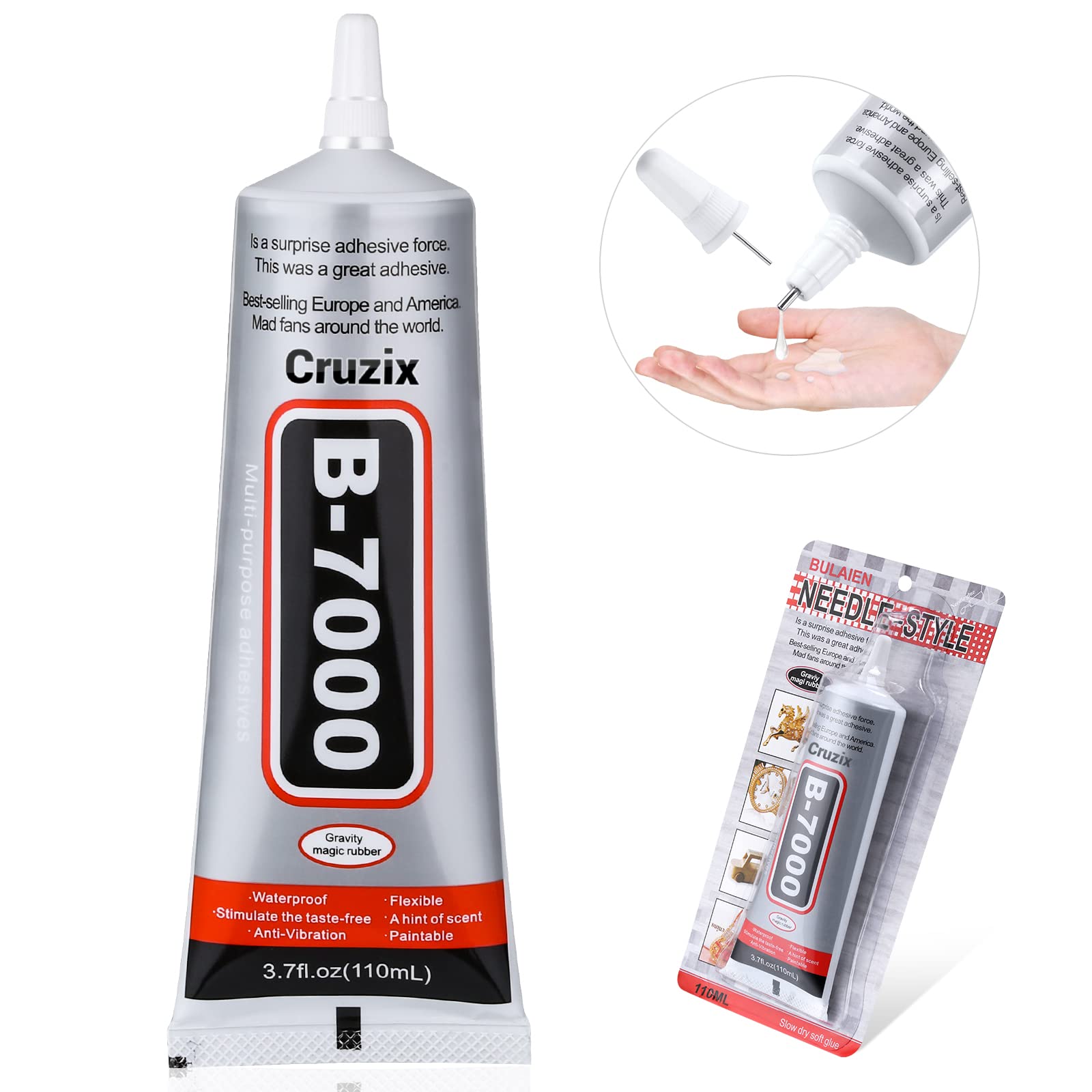 B7000 Jewelry Bead Glue - Clear 3.7 fl oz (110ml) Multipurpose Super Strong Adhesive for Rhinestones, Fabric, Metal, Stone, Nail Art, Wood & Glass - Perfect for DIY Jewelry Making, Craft Projects & Home Repairs