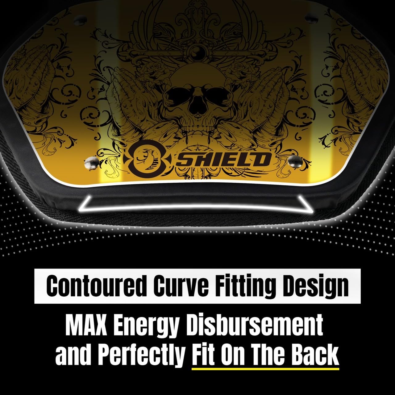 Football Back Plate - Lower Back Pads for Football Players, Rear Protector - Power Series (Power Skull, Angel & Demons, Seal Power) - Protective Gear for Tackling, Training & Games