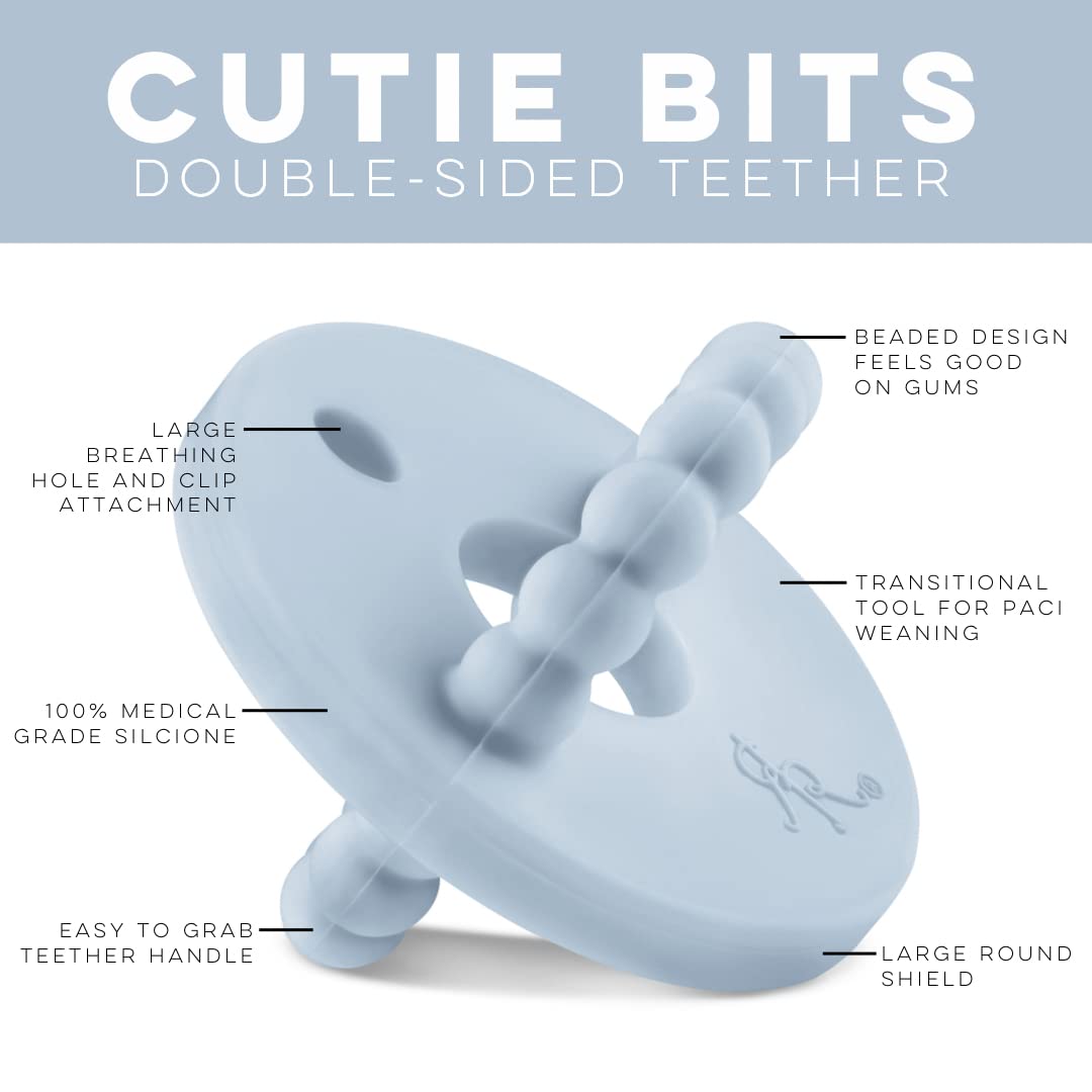 Ryan and Rose Cutie Bit Teether - Soothing Baby Teething Toy for Infants & Toddlers (Blue) | Perfect for On-the-Go Relief & Gentle Gum Massage