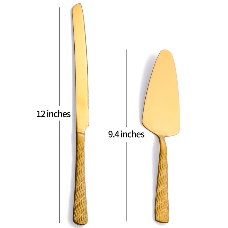 Premium Gold Cake Cutting Set - Stainless Steel Cake Knife & Server for Wedding, Birthday, Party | Elegant Cake Pie Cutter for Anniversary, Baby Shower & Special Events