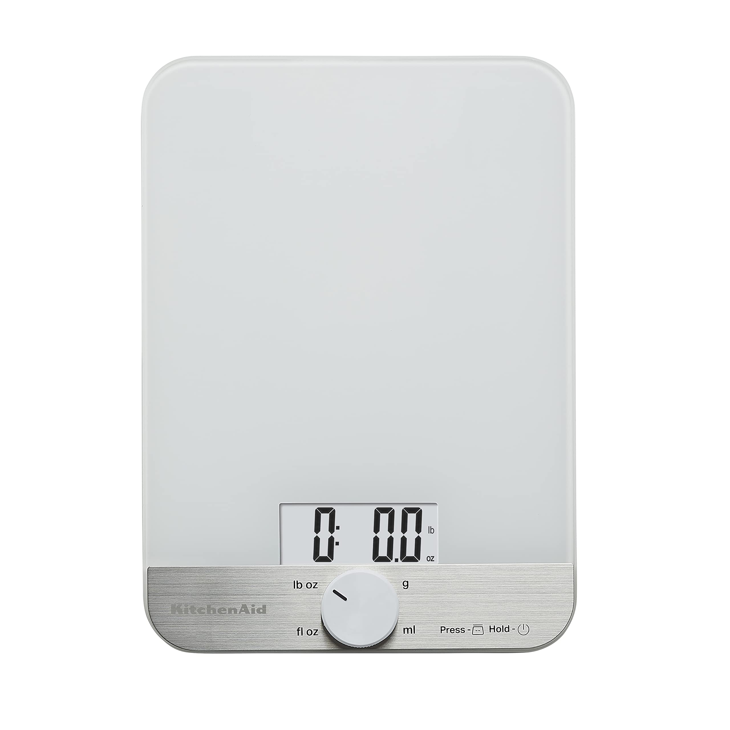 KitchenAid KQ908 11lb Digital Kitchen Food Scale with Glass Surface - Precise Measurements for Baking, Cooking & Meal Prep (White)
