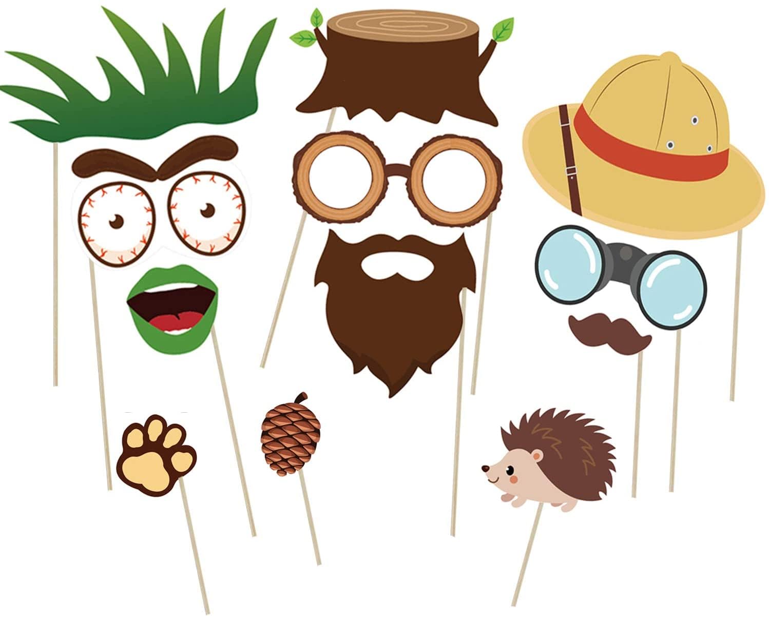 44Pcs Woodland Animals Photo Booth Props with Sticks - Forest Friends Selfie Accessories for Birthday Party, Baby Shower & 1st Birthday Decorations - Perfect for Themed Backdrops, Social Media Photos & Family Celebrations