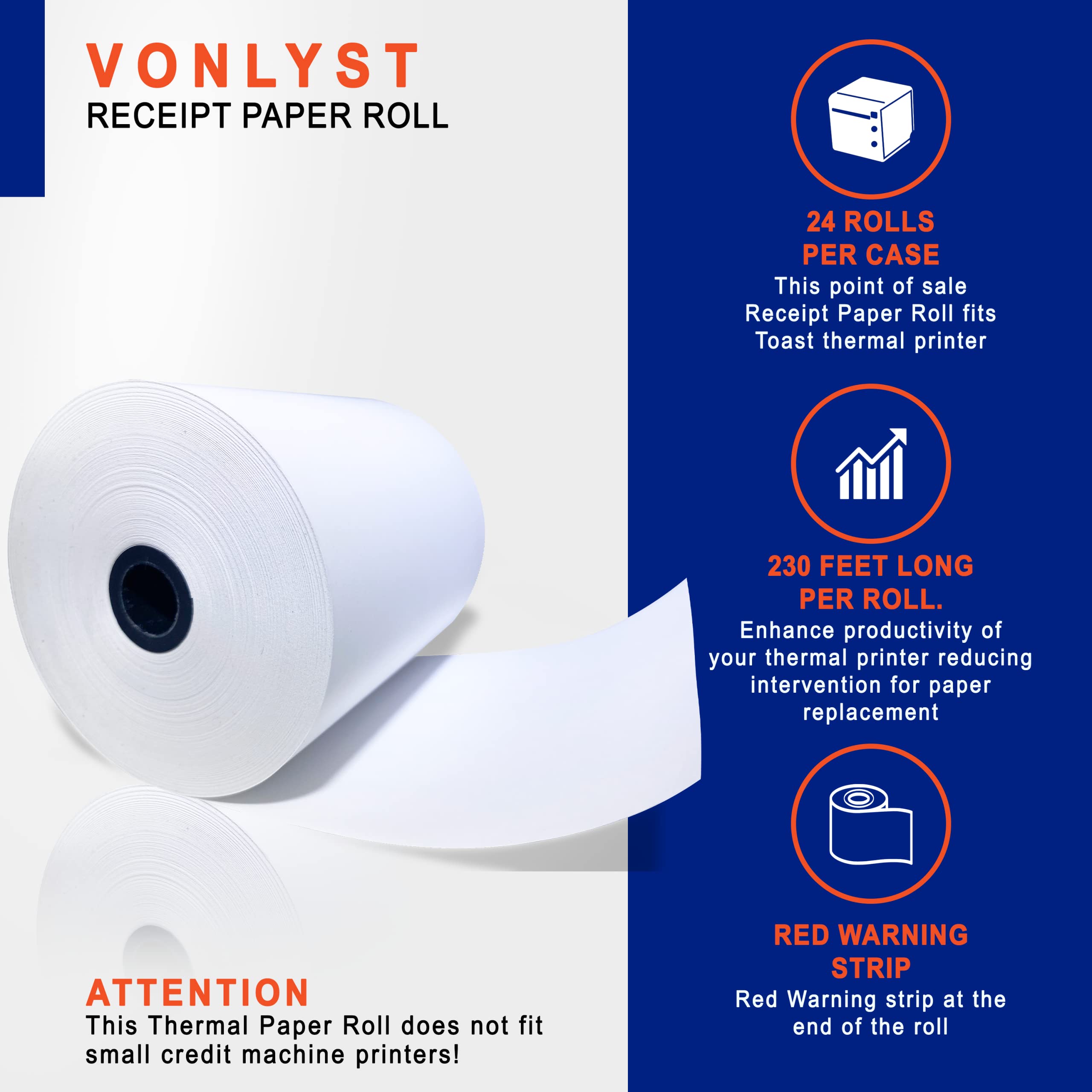Thermal Paper Rolls for TP200 POS Printer - 24 Rolls for Receipts & Tickets
