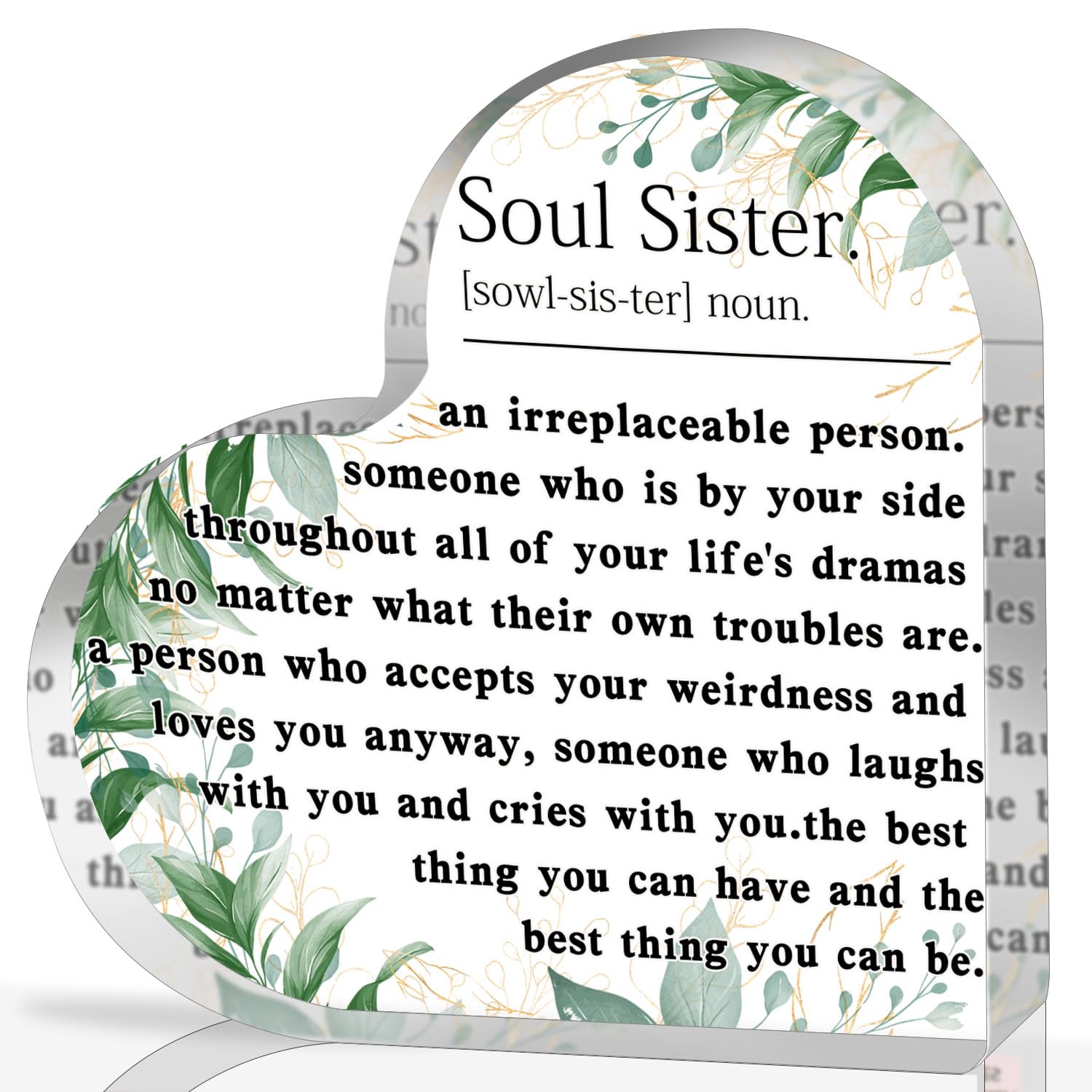 Heart Acrylic Keepsake Paperweight - Meaningful Birthday Gift for Sisters, Best Friends & Soul Sisters - Personalized Decorative Accessory for Home, Office Desk & Special Occasions