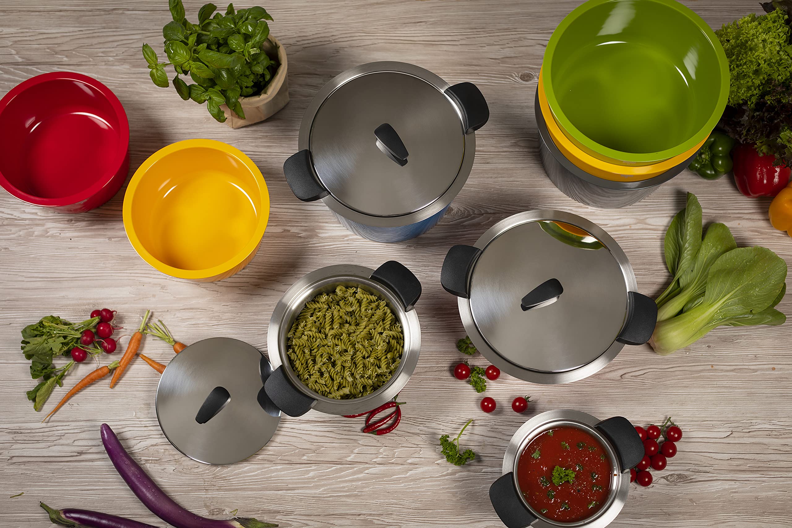 KUHN RIKON 3L/22cm Stainless Steel Hotpan Serving Casserole Pot with Lid - Grey - Perfect for Oven-to-Table Serving, Soups, Stews & Family Meals