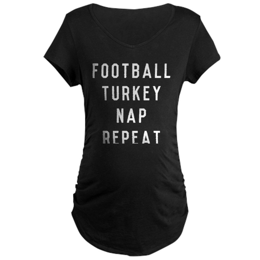 Football Turkey Nap Repeat Maternity T-Shirt - Funny Pregnancy Tee for Moms | Perfect for Thanksgiving, Baby Showers & Football Season