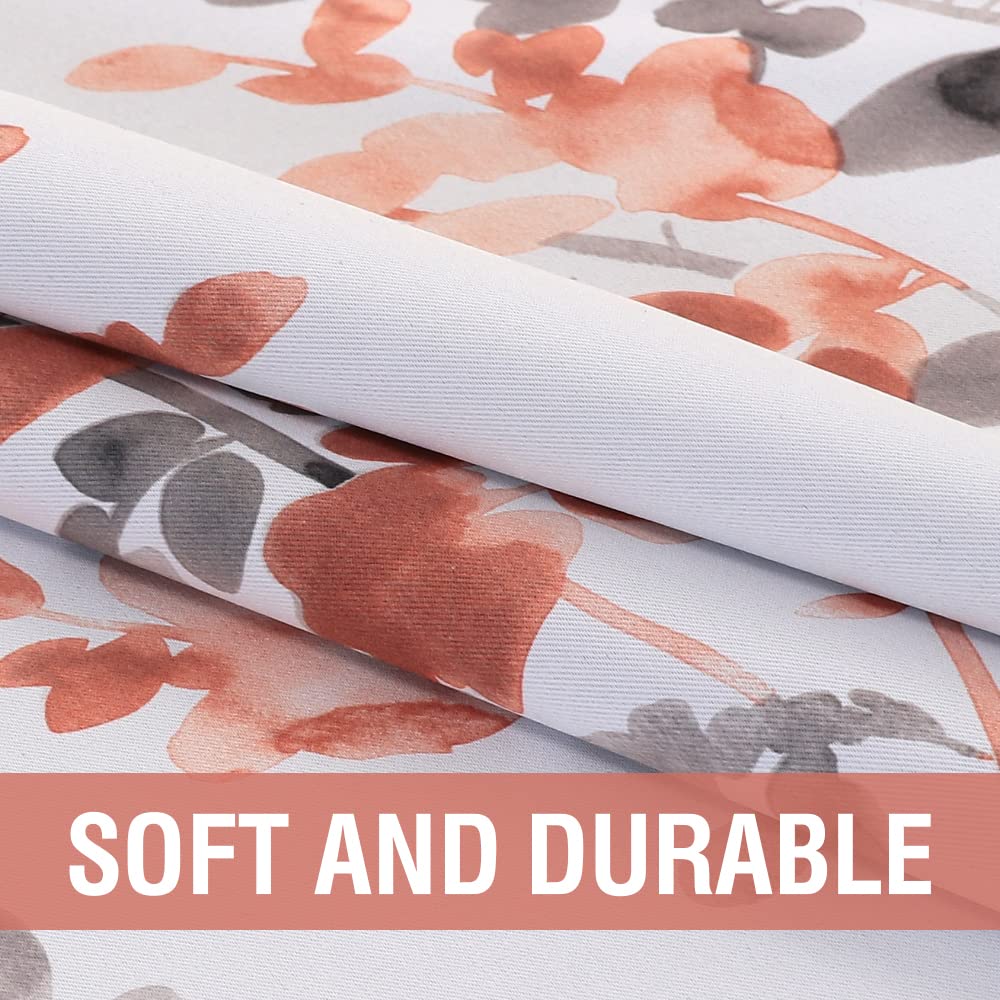 H.VERSAILTEX Floral Curtains 63 Inches Long - Blackout Curtains with Printed Pattern for Bedroom, Rod Pocket Window Treatment, 2 Panels, Classical Floral Grey and Coral - Perfect for Home Decor, Living Room & Nursery