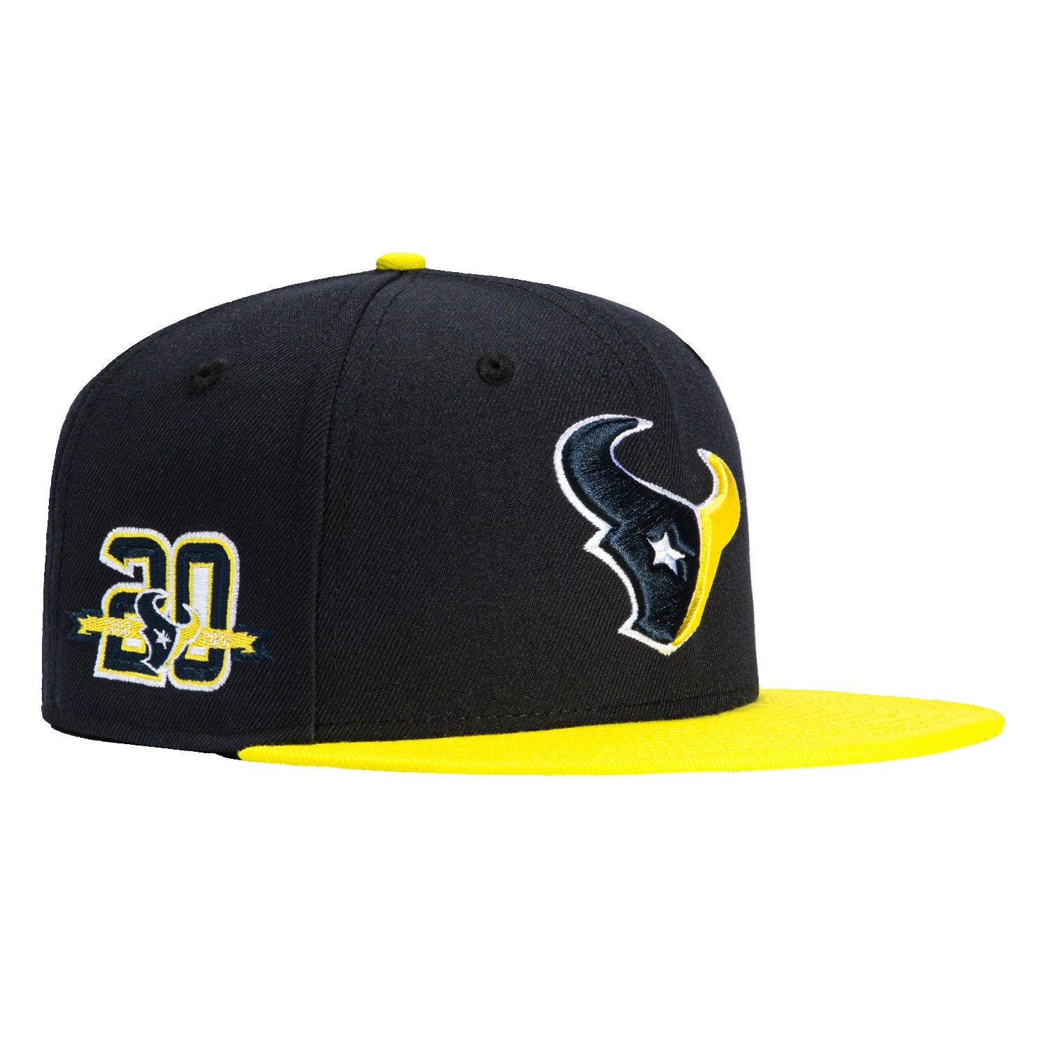 New Era 59Fifty Houston Texans 20th Anniversary Patch Snapback Hat - Navy & Yellow - Official NFL Licensed Cap for Texans Fans, Sports Events & Casual Wear