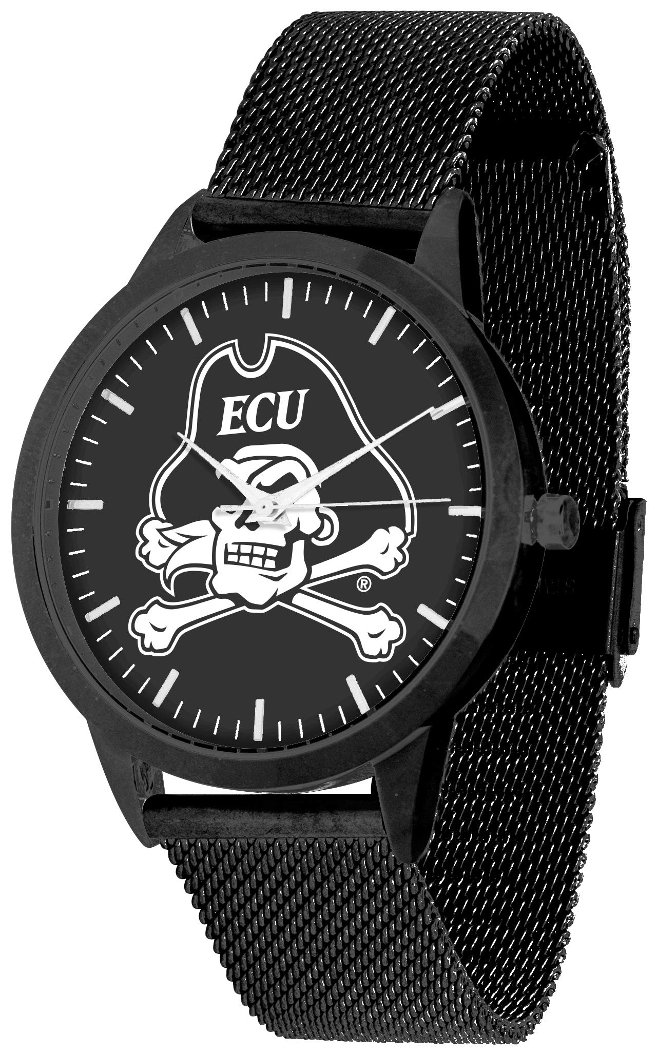 East Carolina Pirates Mesh Statement Watch - Black Band & Dial - Stylish Sports Watch for Men, Game Day & Casual Wear
