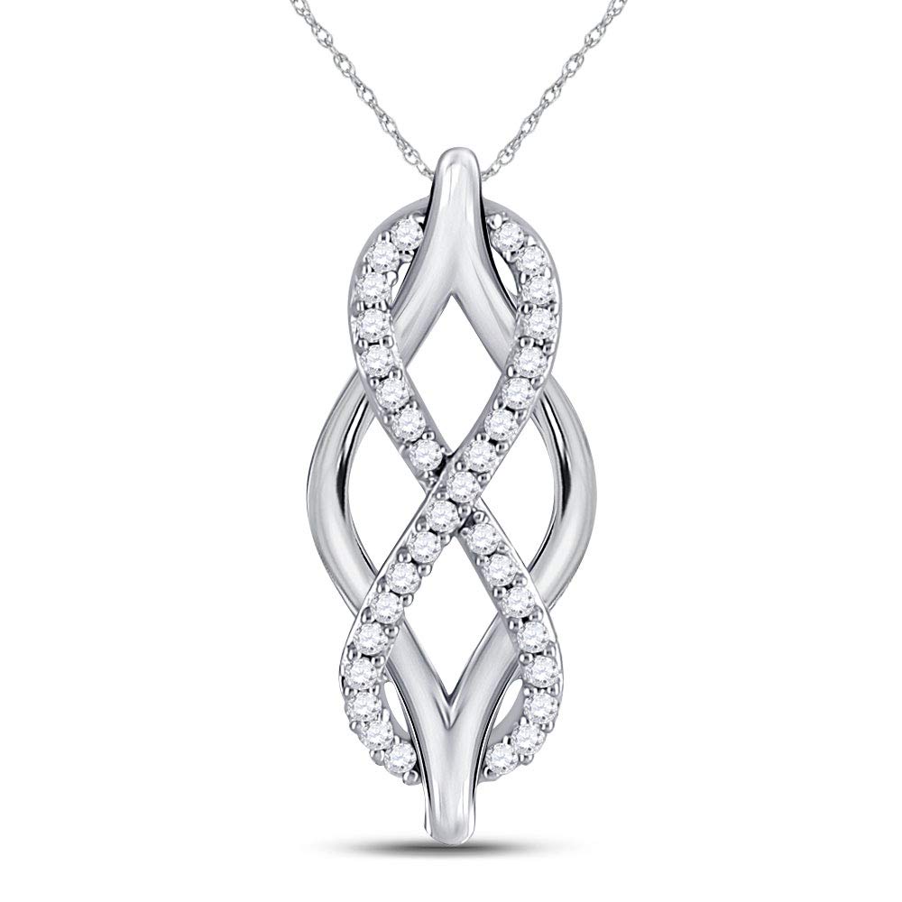 10K White Gold Women's Round Diamond Vertical Infinity Pendant Necklace - 1/12 Cttw, Elegant Jewelry Gift for Her, Perfect for Anniversaries, Birthdays & Special Occasions