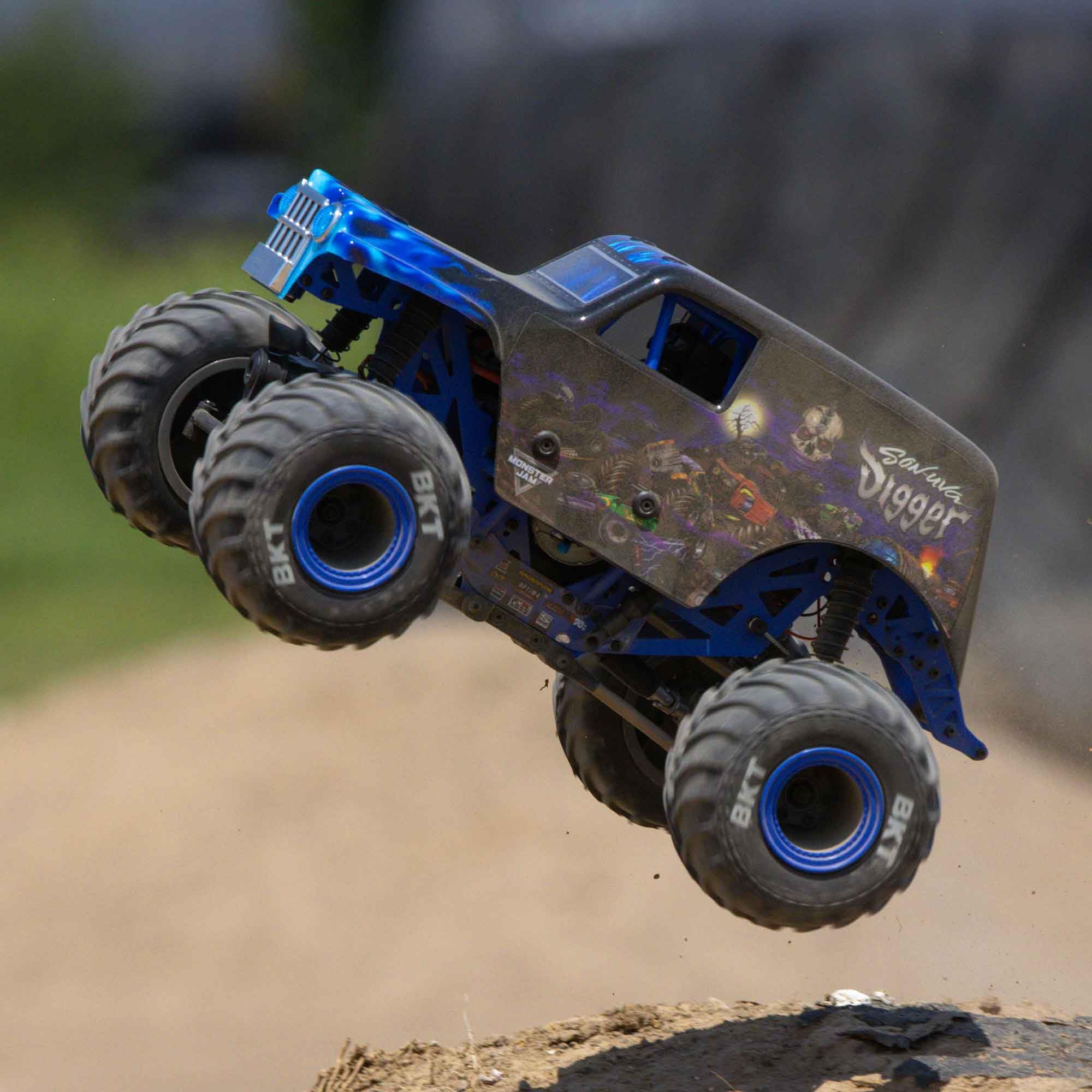 Losi 1/18 Mini LMT Son Uva Digger 2S 4X4 RTR Brushed Monster Truck with Battery & Charger - Blue LOS01026T2 - Perfect for Off-Road Racing, Backyard Bashing & RC Hobby Enthusiasts
