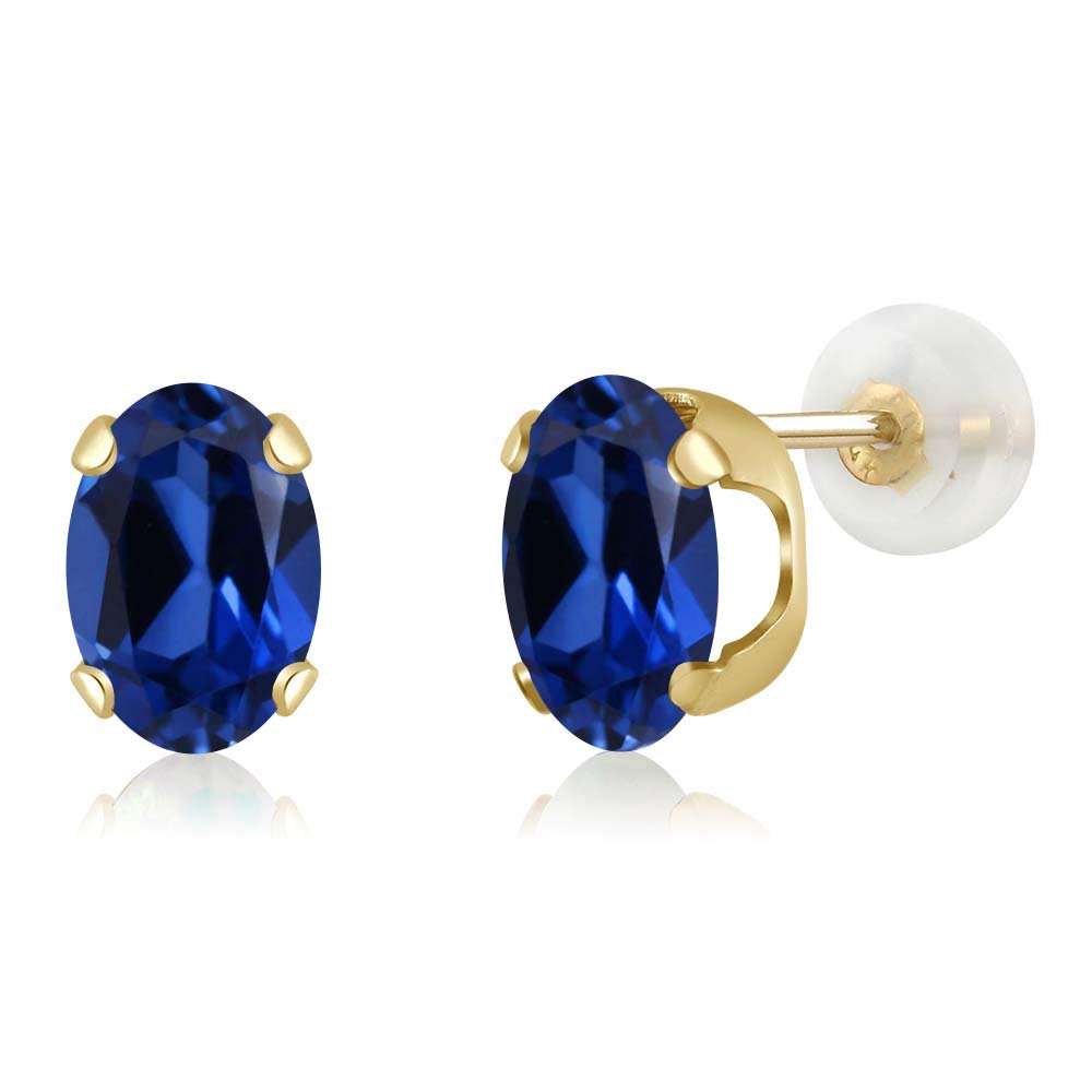 14K Yellow or White Gold 8X6MM Oval Birthstone Stud Earrings for Women & Men | Gemstone Jewelry Gift for Anniversary, Birthday & Special Occasions