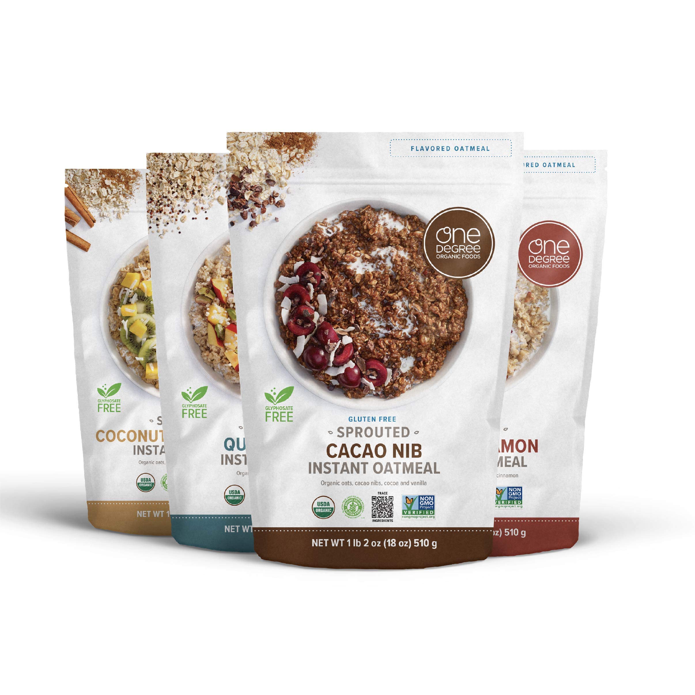 Organic Sprouted Instant Oatmeal Variety Pack - USDA Certified, Non-GMO, Vegan & Gluten Free Breakfast Oats (4 Pack) | Quick & Healthy Morning Meal, Office Snack, Camping Food, Post-Workout Recovery