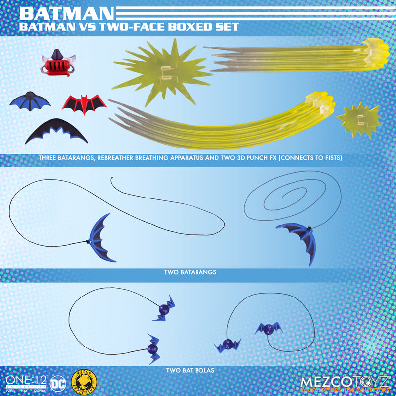 Mezco One:12 Golden Age Batman vs Two-Face Action Figure Set - Collectible DC Comics Superhero & Villain Diorama for Display & Photography